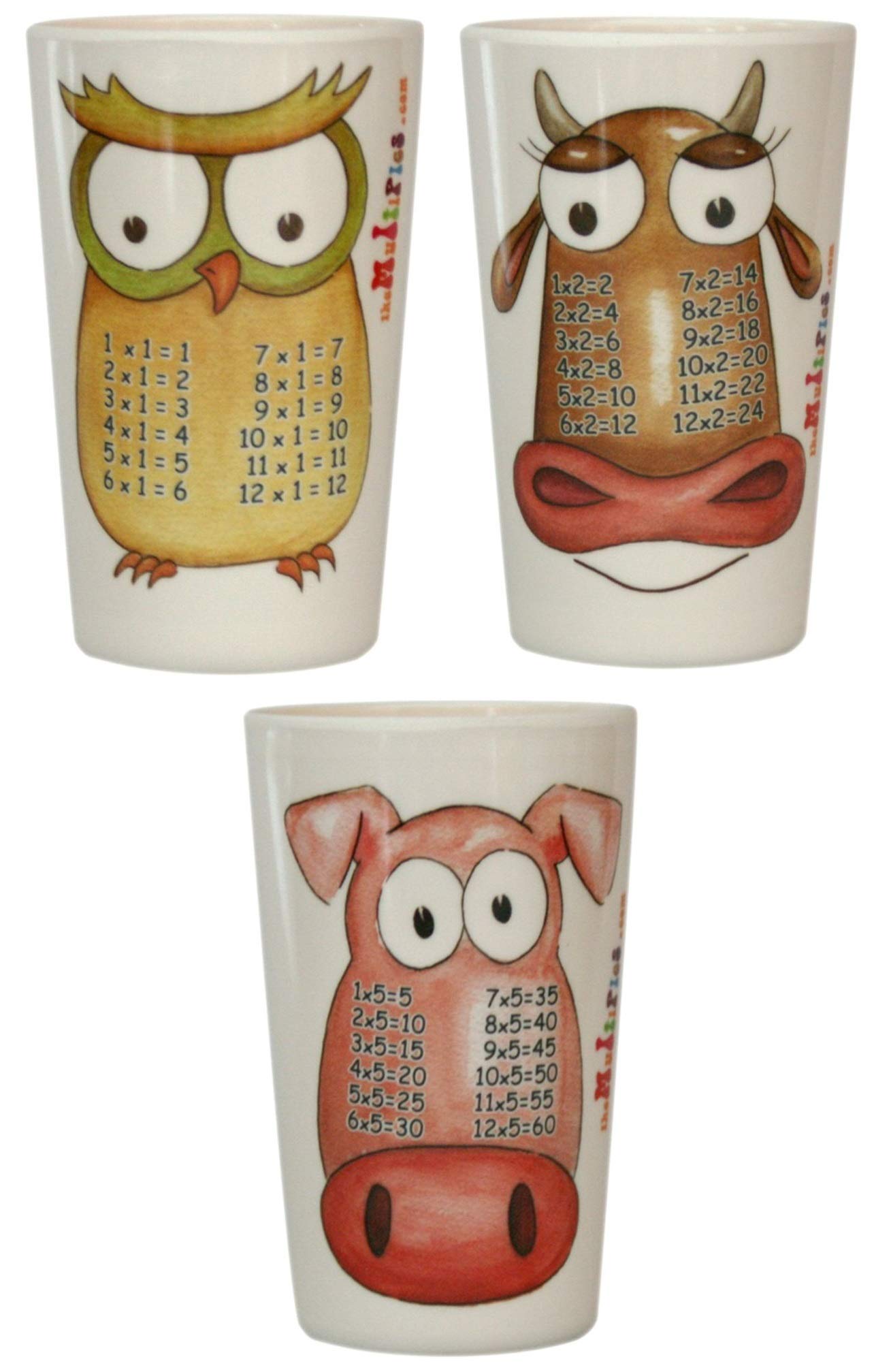 Times Table Dinnerware 3-Piece Melamine Tumbler Set for Kids - 8oz Unbreakable Cups for Early Learning & Mealtime - Perfect for Toddlers, Preschool & Home Use