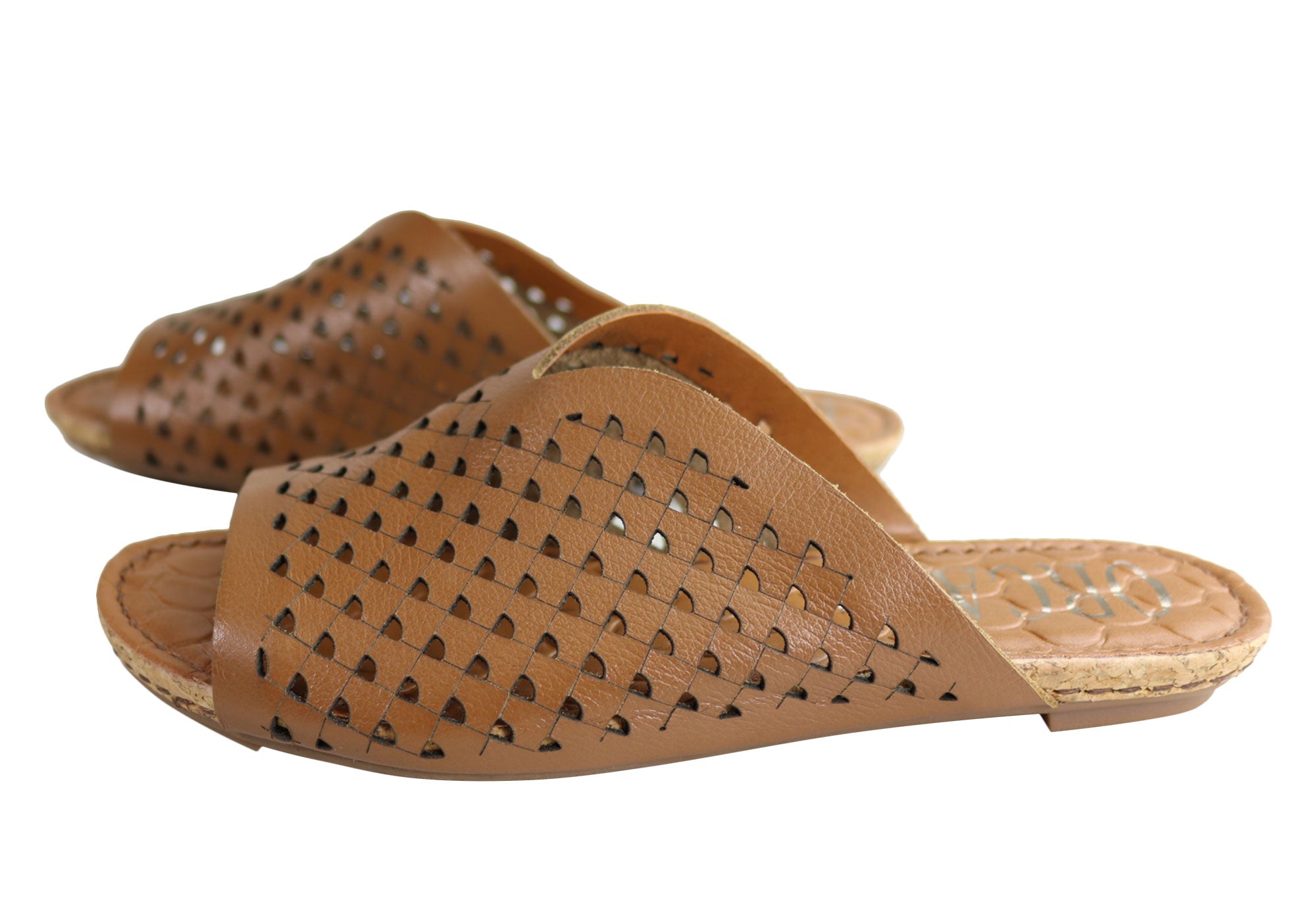 Orcade Natalie Women's Comfort Leather Slides Sandals - Made in Brazil - Perfect for Beach, Pool & Summer Casual Wear