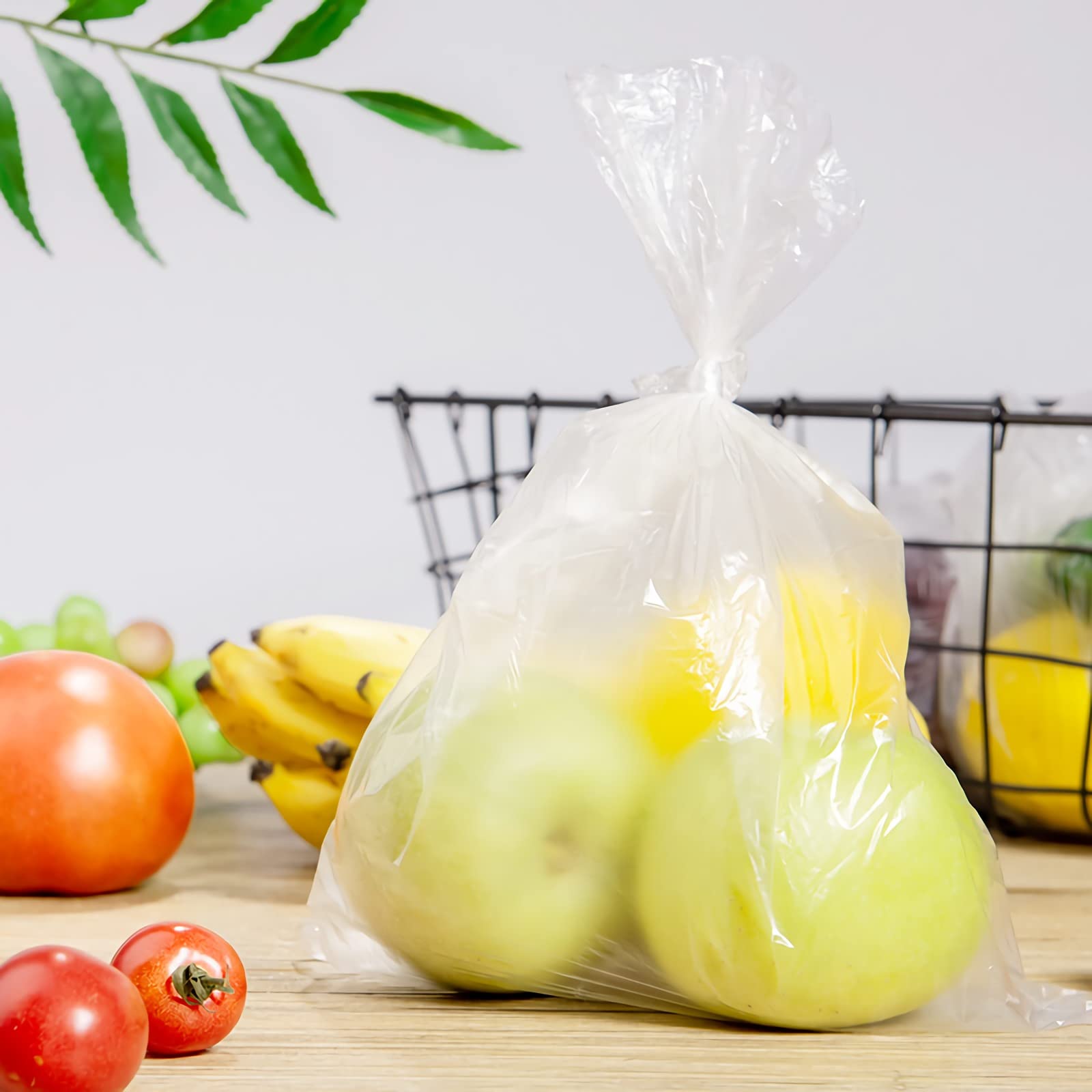 OausTect 14x20 Inch Plastic Produce Bags Roll - 350 Large Food Storage Bags for Bread, Fruits & Vegetables - 6 Rolls - Perfect for Grocery Shopping, Meal Prep & Kitchen Organization