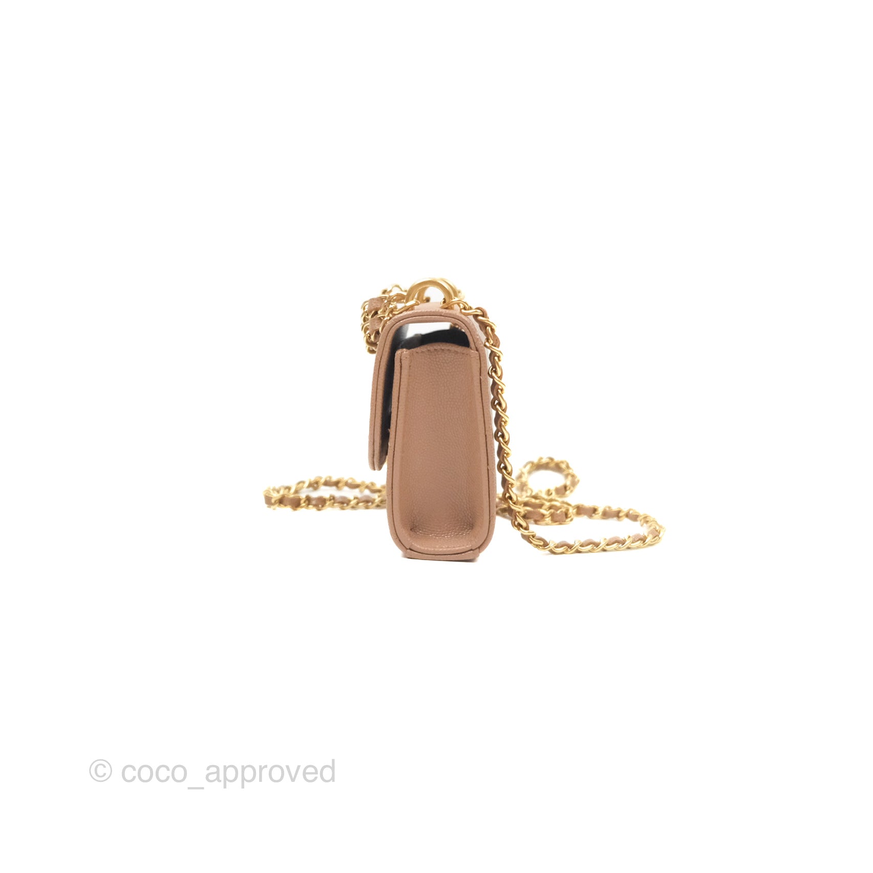 Chanel CC Chain Clutch Bag in Beige Caviar Leather with Gold Hardware - Perfect for Evening Parties & Luxury Events