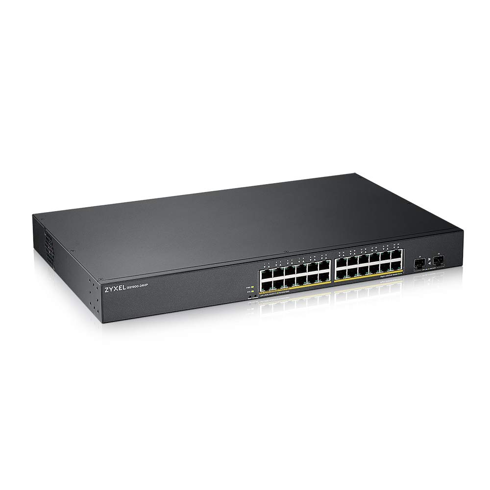 Zyxel 24-Port Gigabit PoE+ Smart Managed Switch with 170W Power Budget, 2 SFP Slots, Rack Mountable - Ideal for Office Networks, IP Camera Systems & VoIP Phone Setups [GS1900-24HPV2]
