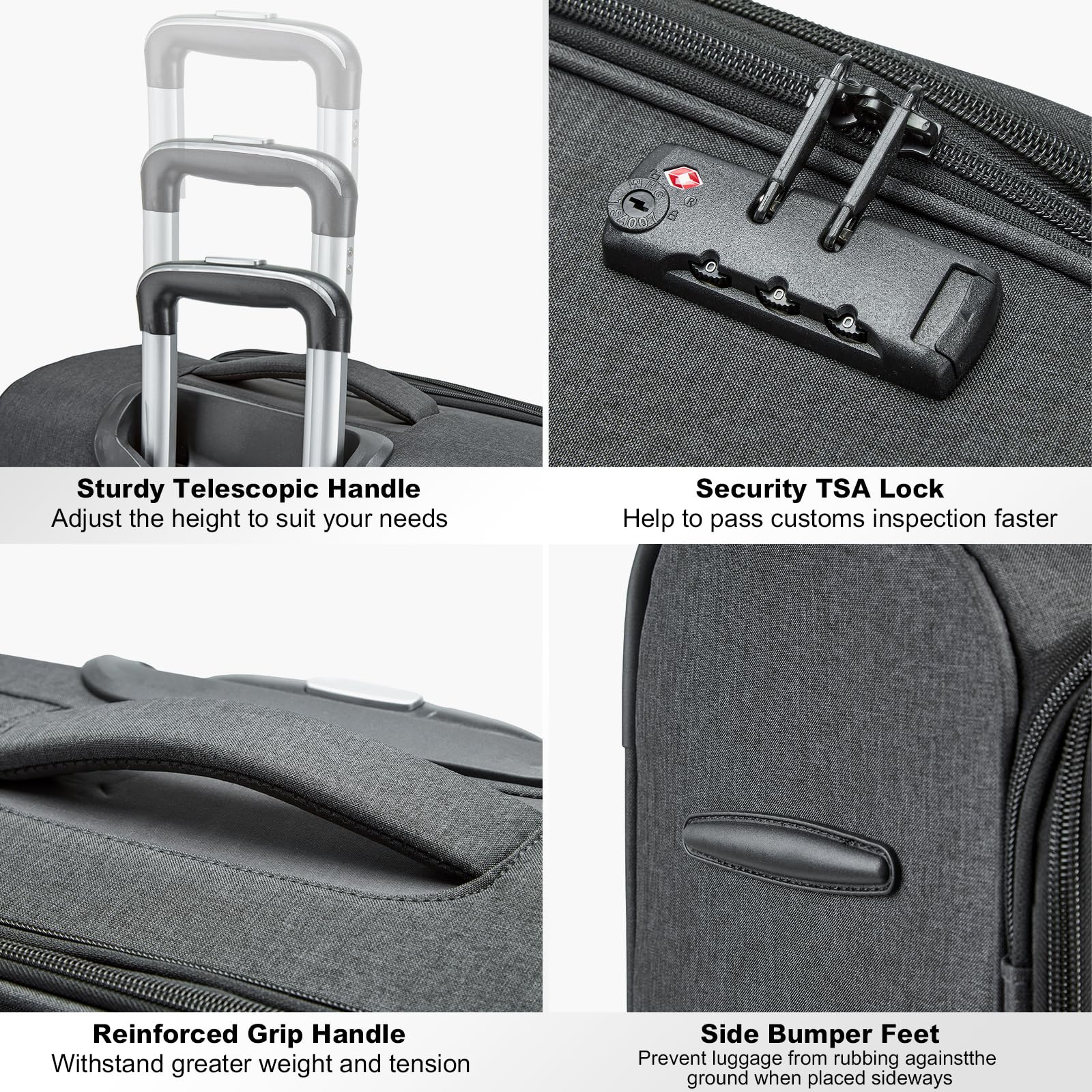 Kono Softside Expandable Checked Luggage 28 Inch - Lightweight Spinner Suitcase with 4 Drop-Resistant Wheels, Black - Perfect for International Travel, Business Trips & Family Vacations
