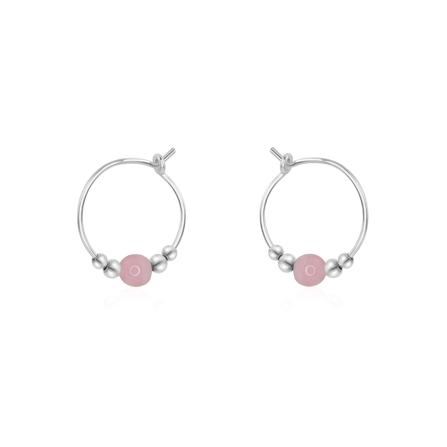 Tiny Pink Peruvian Opal Bead Hoop Earrings - Dainty Handmade Jewelry for Women | Perfect for Everyday Wear, Gifts & Boho Fashion