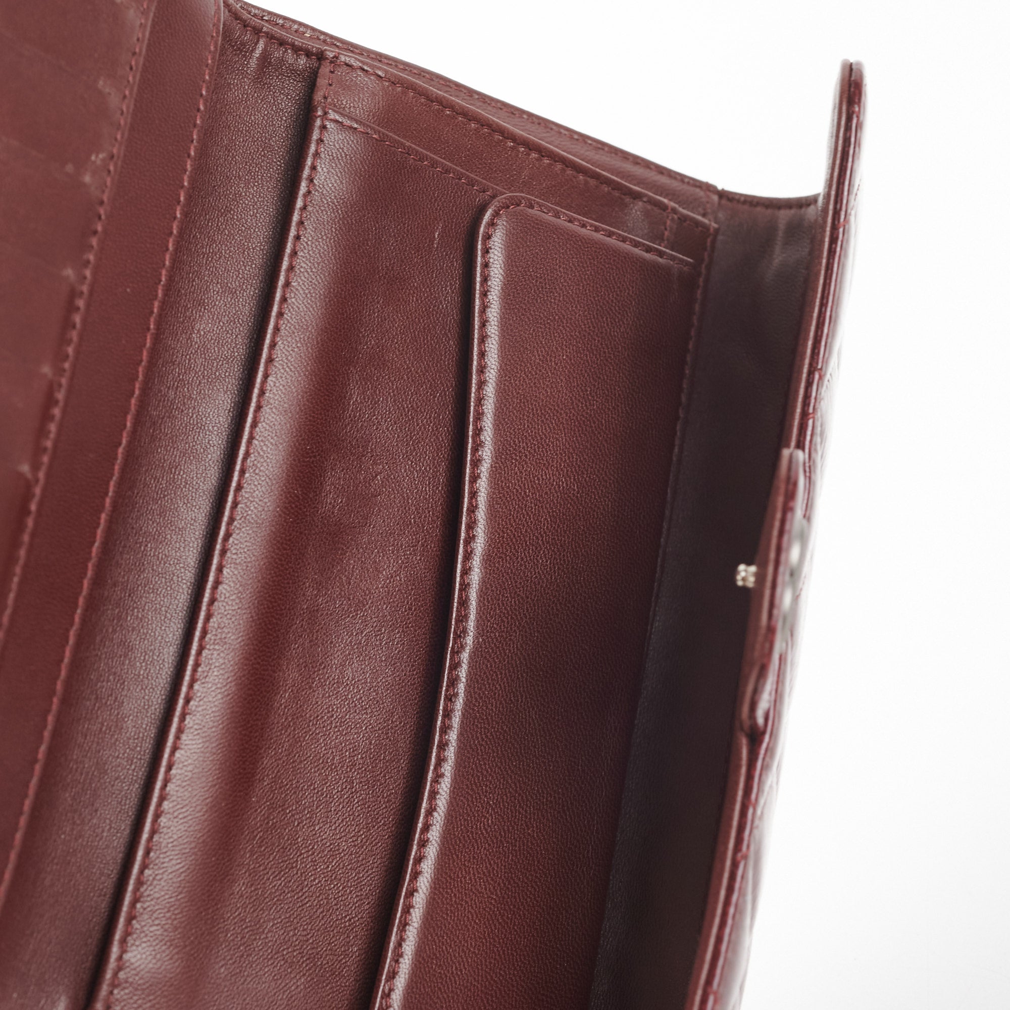 Chanel Long Quilted Patent Leather Burgundy Wallet for Women | Luxury Designer Card Holder & Money Organizer | Perfect for Everyday Use, Travel, and Gifting
