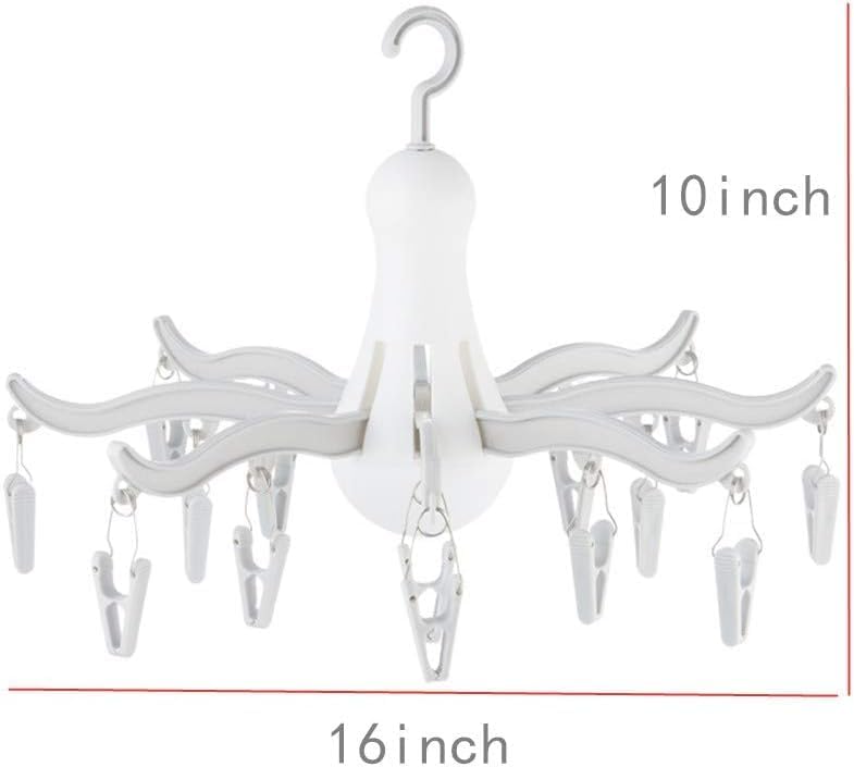 Octopus Drying Hanger with 16 Clips - 8-Claw Clothes Hanger for Socks, Underwear & Delicates | Space-Saving Laundry Organizer (Pink) | Perfect for Small Spaces, Dorms & Travel