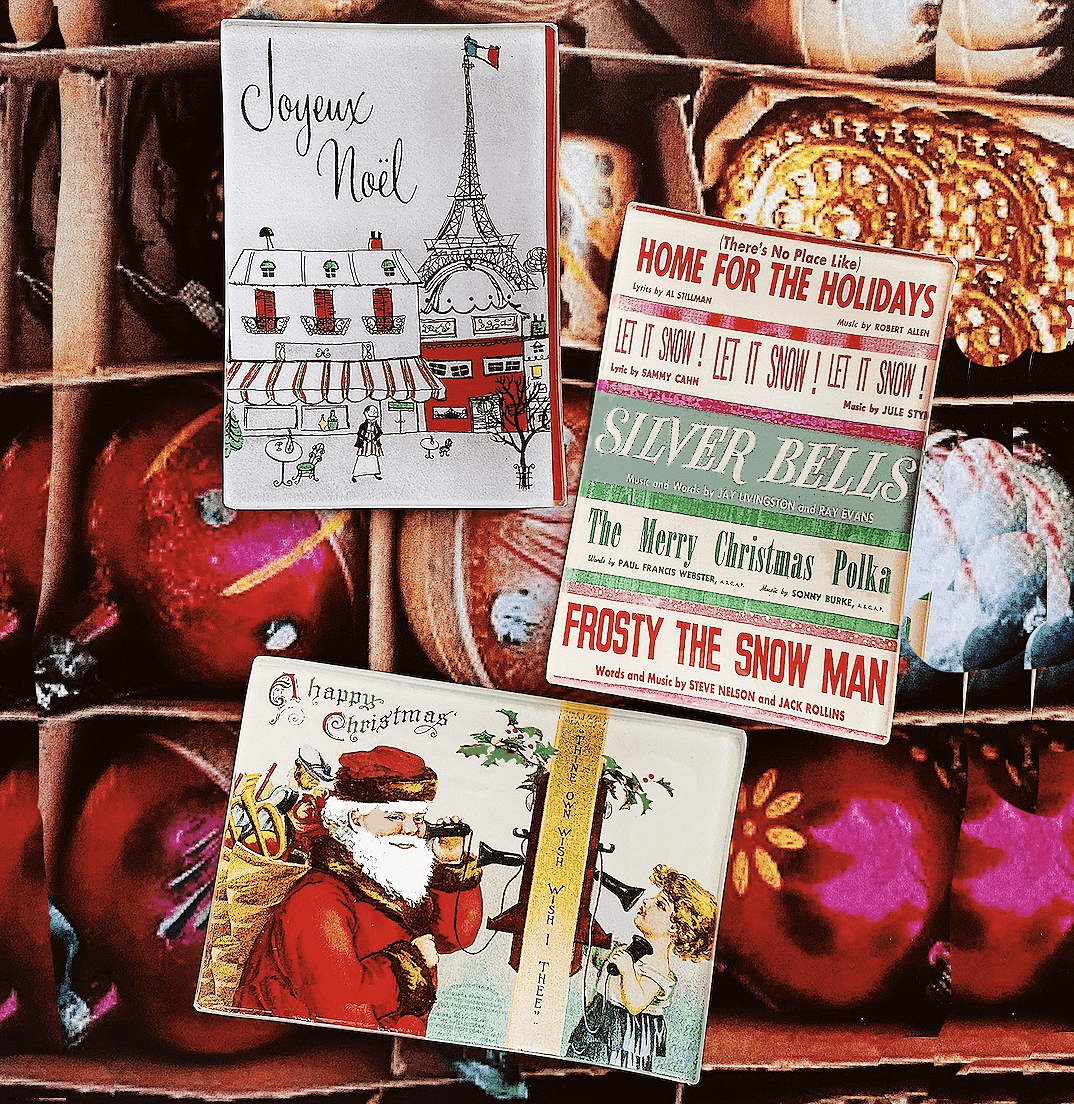 Christmas Sing Along Glass Decoupage Tray - Holiday Serving Tray for Christmas Parties, Festive Home Decor & Gift Giving