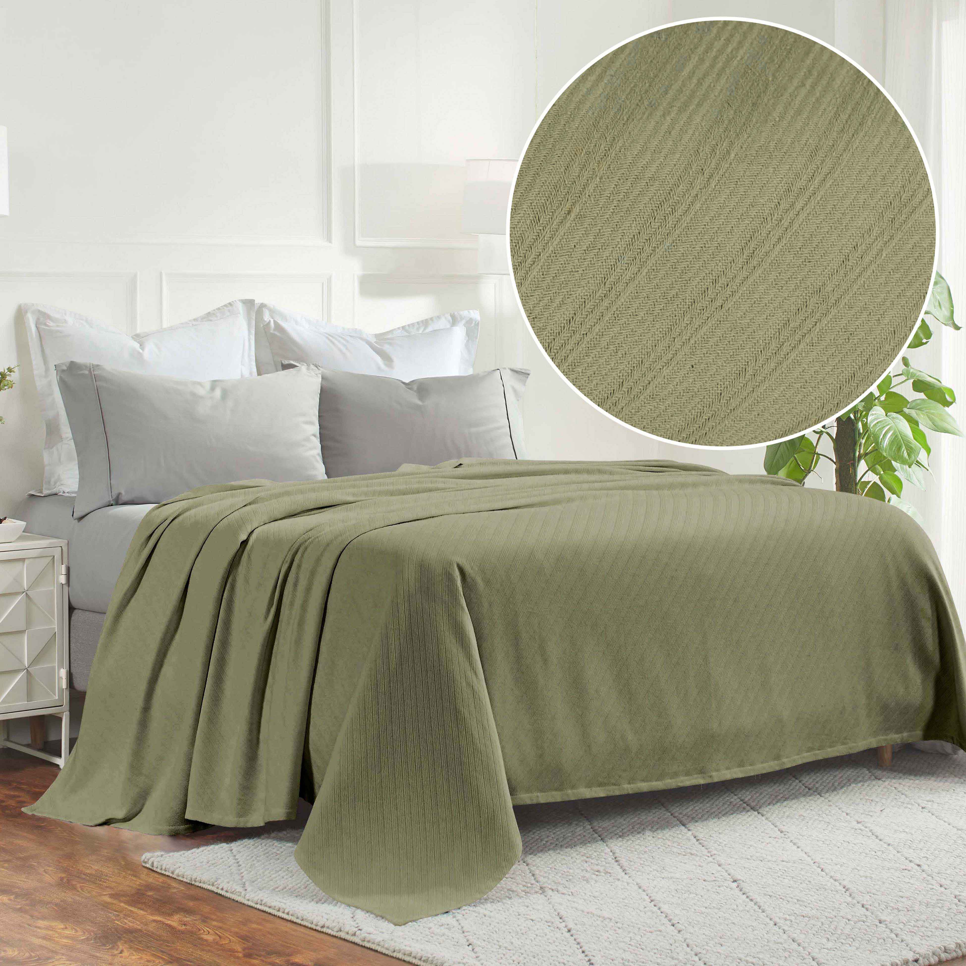 Soft Milan Cotton Textured Striped Lightweight Woven Blanket - Perfect for Sofa, Bed & Outdoor Picnics - Breathable & Cozy Throw