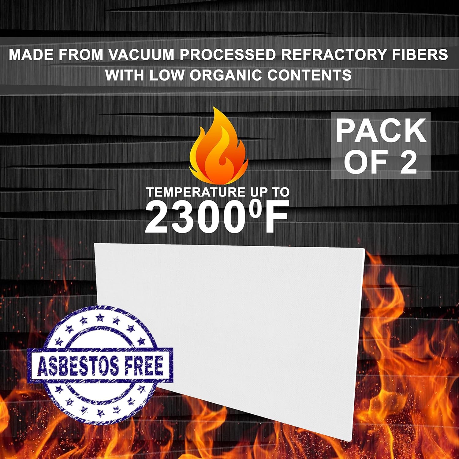 2 Pack High-Temperature Ceramic Fiber Board - 2300°F Fireproof Insulation - 1