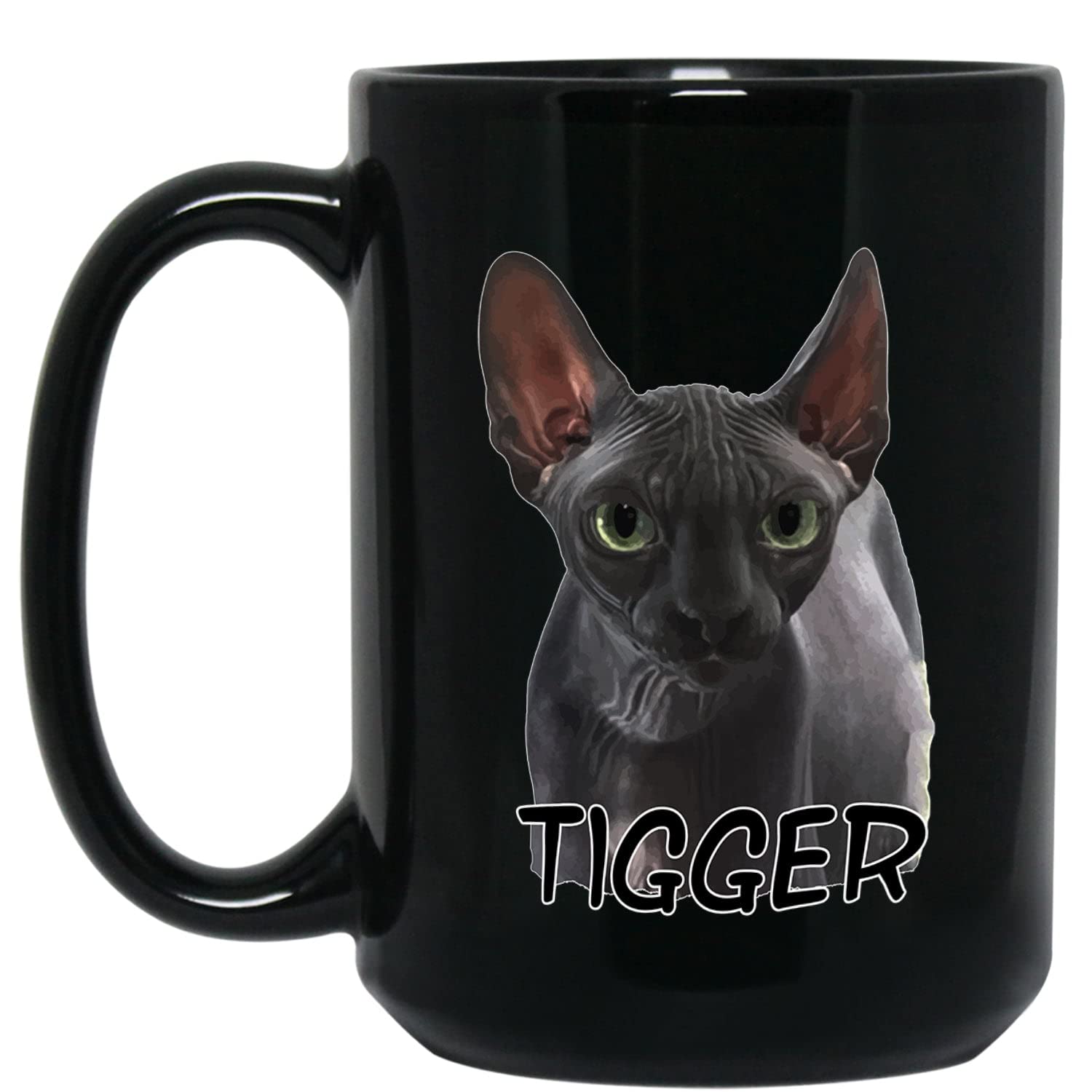 Personalized Sphynx Cat Coffee Mug - 11oz & 15oz Ceramic Travel Cup with Custom Name - Funny Gift for Cat Lovers, Cat Dad & Cat Mom - Perfect for Home, Office & Travel Use