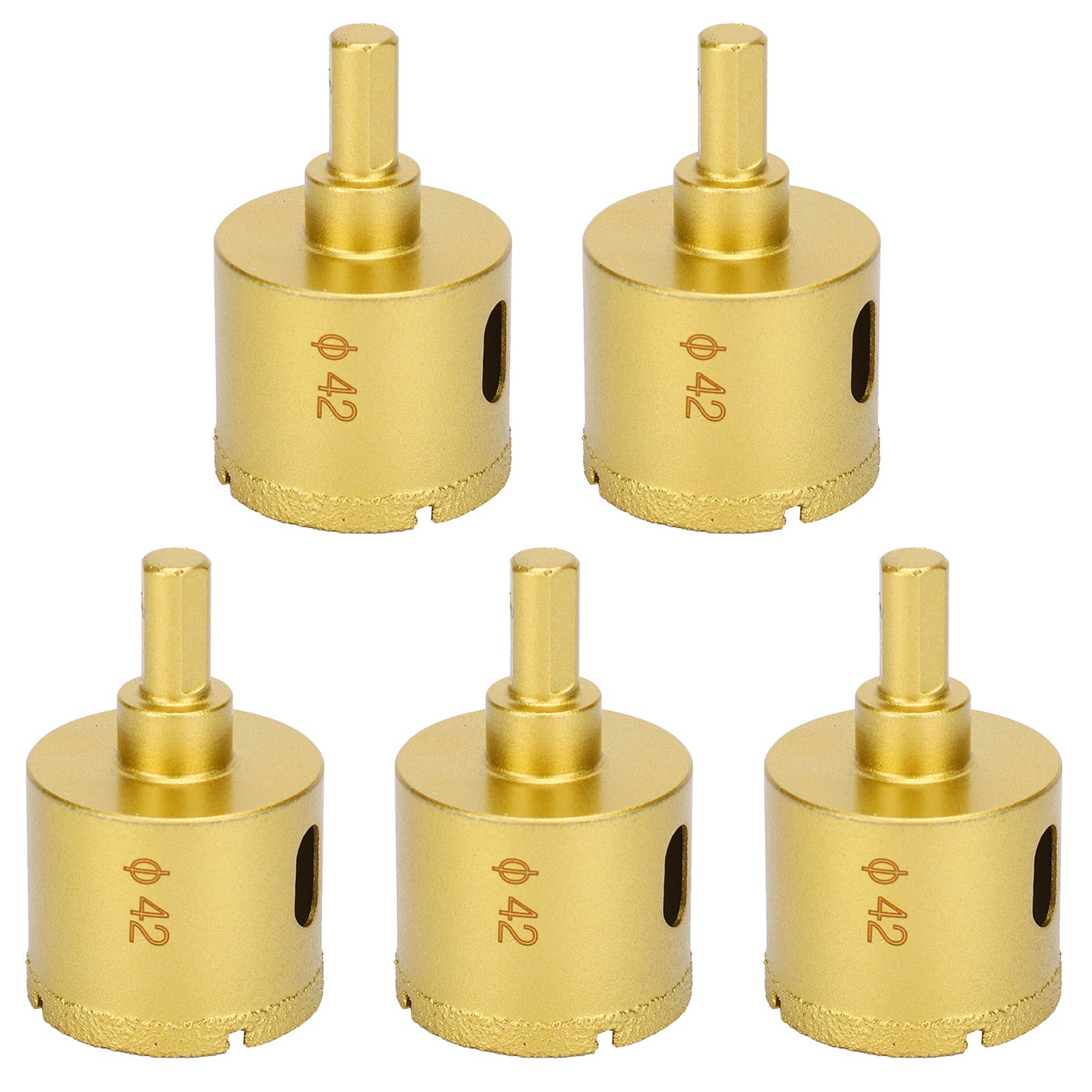 5Pcs 42mm Diamond Drill Bit Set for Glass, Ceramics, Porcelain & Tile - Hollow Core Diamond Drill Bits for DIY Projects, Home Renovation & Crafting