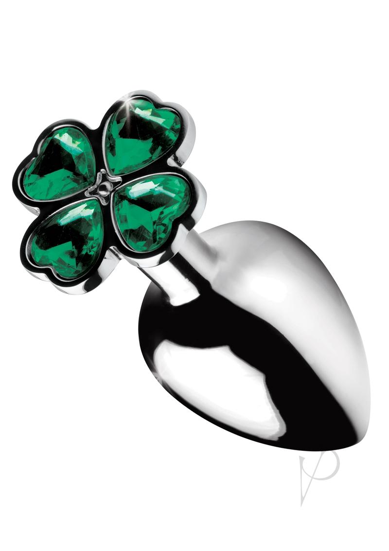Lucky Clover Gem Large Anal Plug - Green Jeweled Butt Plug for Women & Men - Perfect for Sensual Play, BDSM, and Couples' Intimacy