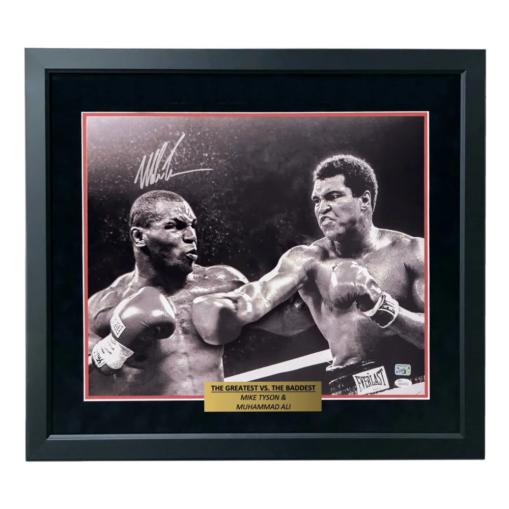 Mike Tyson vs Muhammad Ali Autographed 16x20 Photo - Framed Boxing Memorabilia with JSA Certificate - Perfect for Sports Collectors, Man Cave Decor & Boxing Fan Gifts