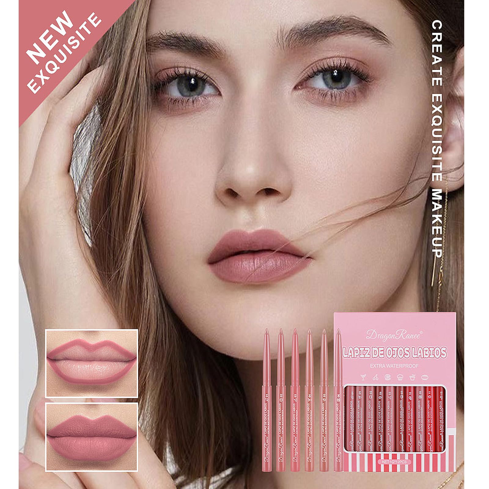 12 Colors Matte Lip Liner Set - Long Lasting Waterproof Lip Pencil, Non-Stick Cup & High Pigmented Smooth Texture - Perfect for Everyday Makeup, Party Looks and Gift Giving