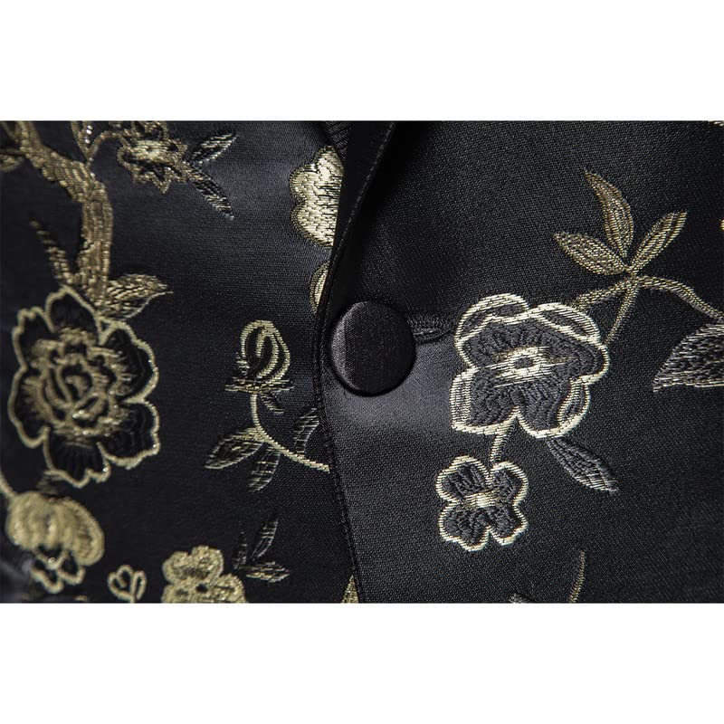 Stylish Men's 2-Piece Suit Set with Floral Bird Embroidery - Formal Blazer & Pants with Bow Tie for Wedding, Prom, Dinner Party & Special Occasions