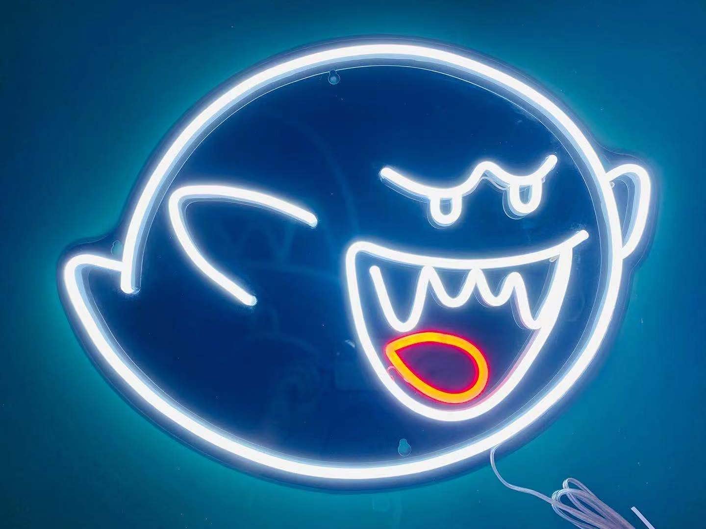 18x16 Inch Super Mario Boo Ghost LED Neon Sign - Vivid Bright Wall Decor Light for Game Room, Bedroom & Bar - Perfect Gift for Gamers & Nintendo Fans
