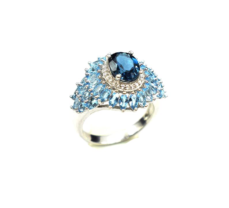 Exquisite London Blue Topaz Rings | Oval Cut Blue Topaz Engagement Rings | 925 Sterling Silver Gemstone Ring for Women | Perfect for Weddings, Anniversaries & Special Occasions