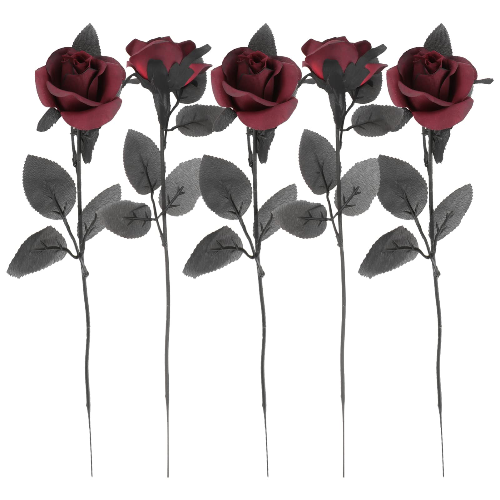 15 Pcs Artificial Black Rose Garland - Faux Gothic Wedding Decor, Silk Flower Bouquet for Home, Party & Halloween Accent | Perfect for Wedding Centerpieces, Gothic Home Decor, Halloween Party Decorations
