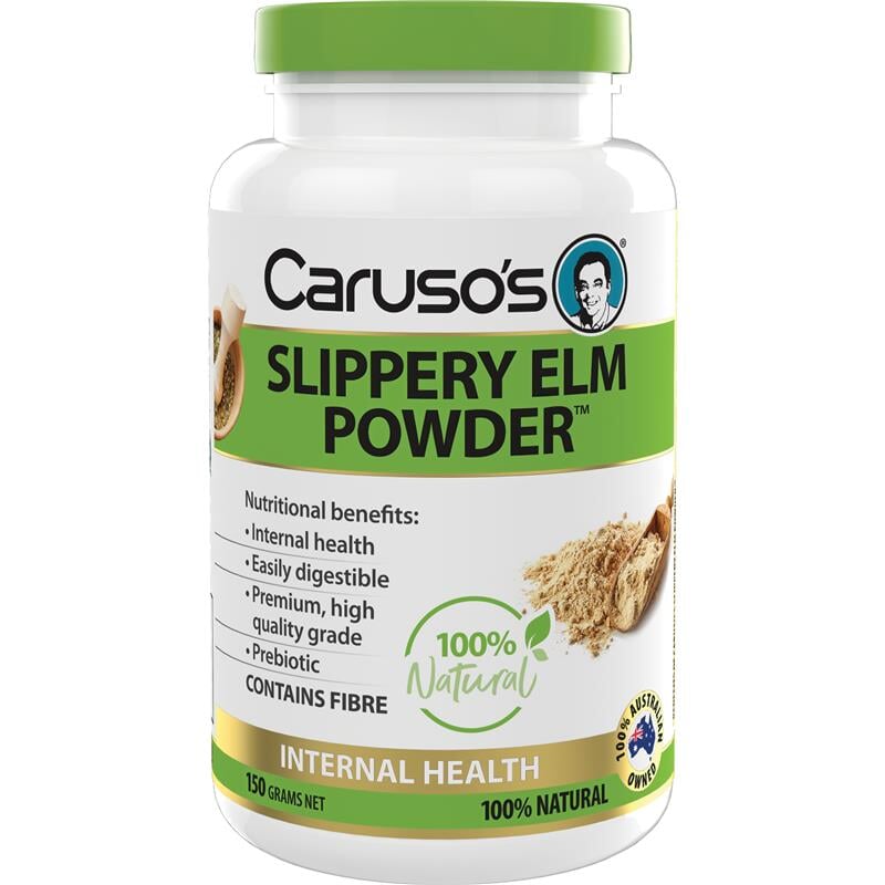 Organic Caruso's Slippery Elm Powder for Digestive Health - USDA Certified, 100% Pure, Gluten-Free - Supports Throat Comfort & Gut Wellness - Perfect for Smoothies, Tea & Natural Remedies