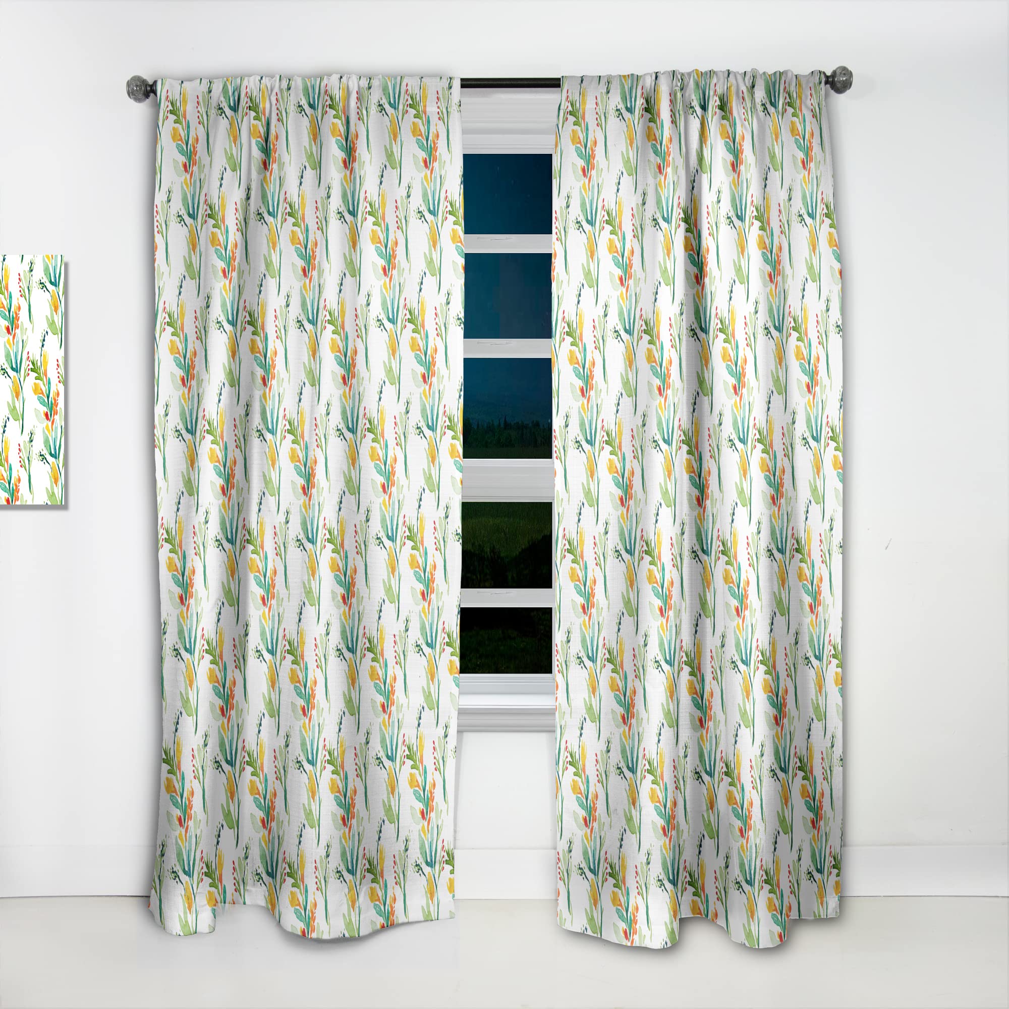 Watercolor Floral Print Blackout Curtains - Thermal Insulated Single Panel 52x84 Inches - Elegant Window Drapes for Bedroom & Living Room - Perfect for Light Blocking & Energy Saving