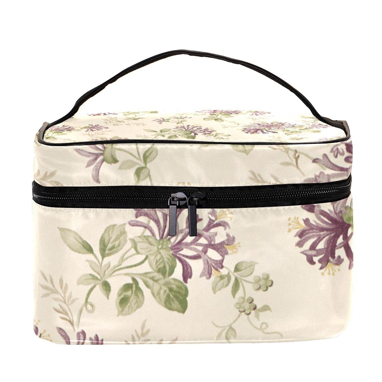 Premium Honeysuckle Trail Grape Floral Travel Makeup Bag - Large Cosmetic Organizer with Zipper for Women & Girls | Perfect for Vacation, Gym, and Daily Essentials Storage