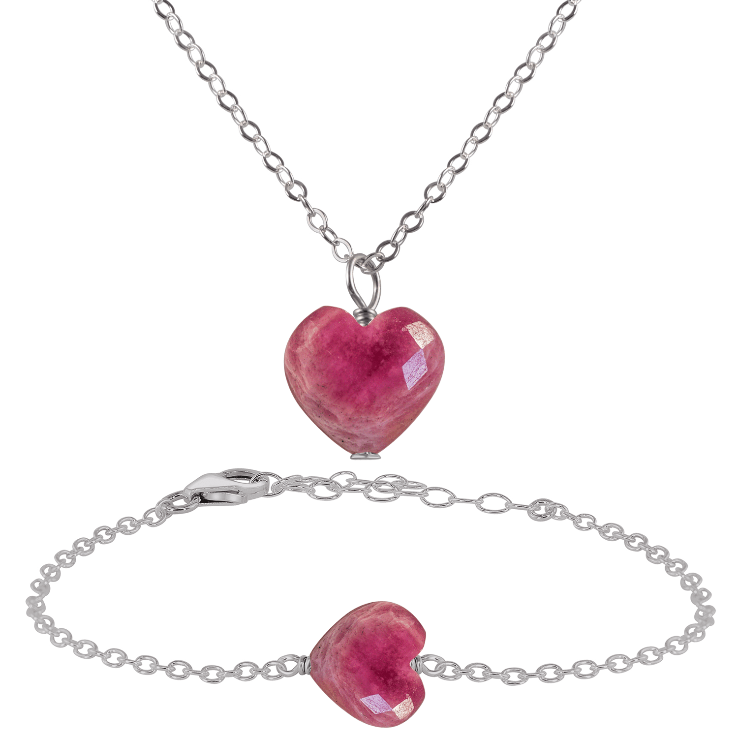 Ruby Crystal Heart Jewelry Set for Women - Elegant Necklace & Earrings Gift Set - Perfect for Valentine's Day, Anniversary & Romantic Occasions