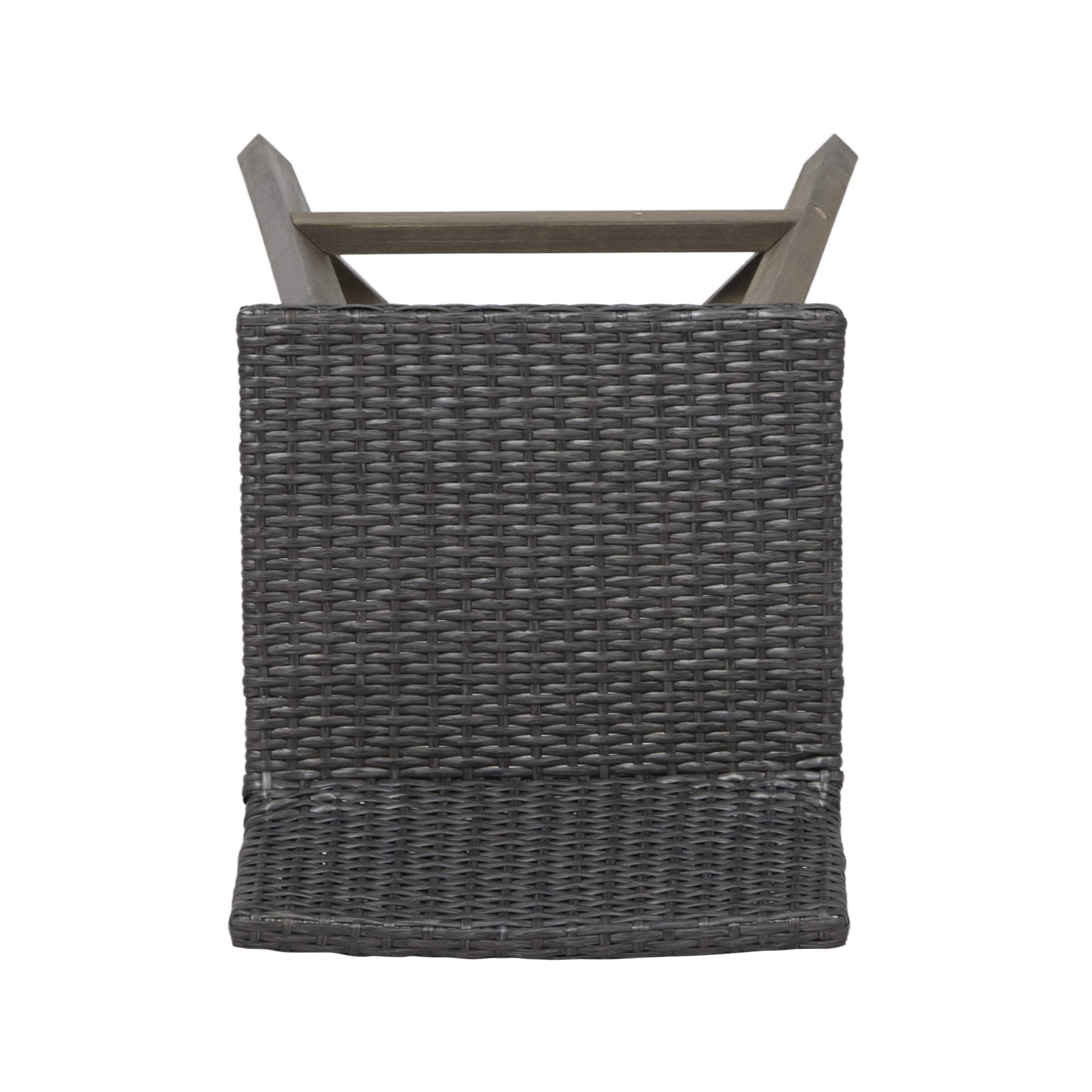 GDFStudio 4-Piece Gray Outdoor Wood & Wicker Bar Stools Set - Weather-Resistant Patio, Poolside & Garden Furniture for Backyard, Deck & Outdoor Dining