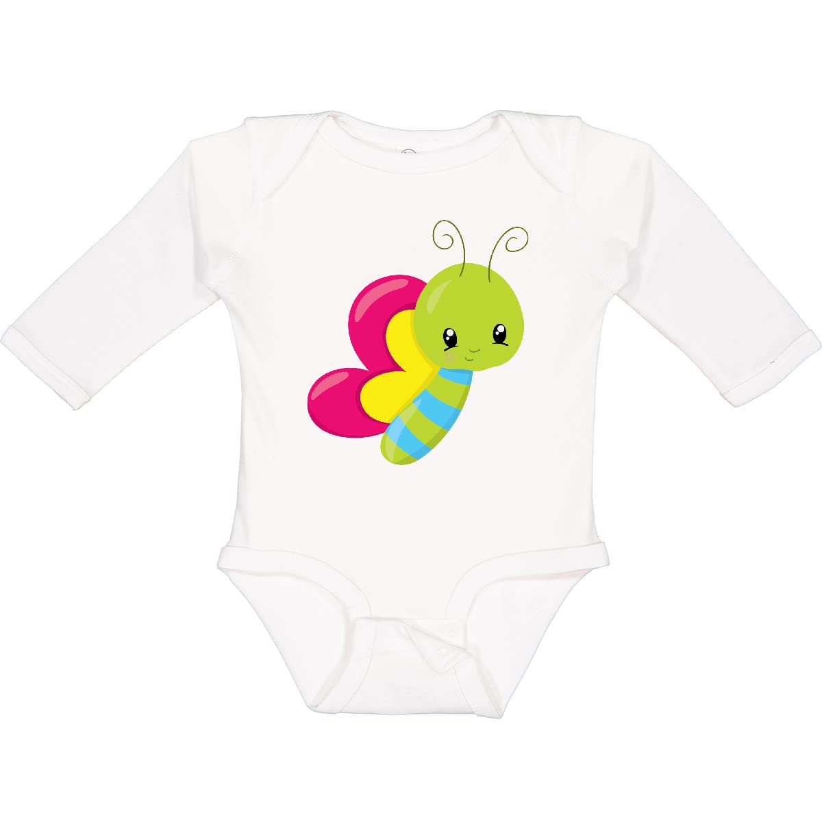 Inktastic Cute Colorful Butterfly Long Sleeve Baby Bodysuit - Perfect for Playdates, Photoshoots & Everyday Wear
