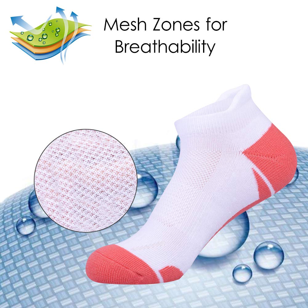 JOYNÉE Women's Athletic Running Socks - 6 Pack Low Cut Cushioned Sports Socks for Women, Breathable & Comfortable, Size 9-11 (White) - Perfect for Jogging, Gym Workouts & Everyday Wear