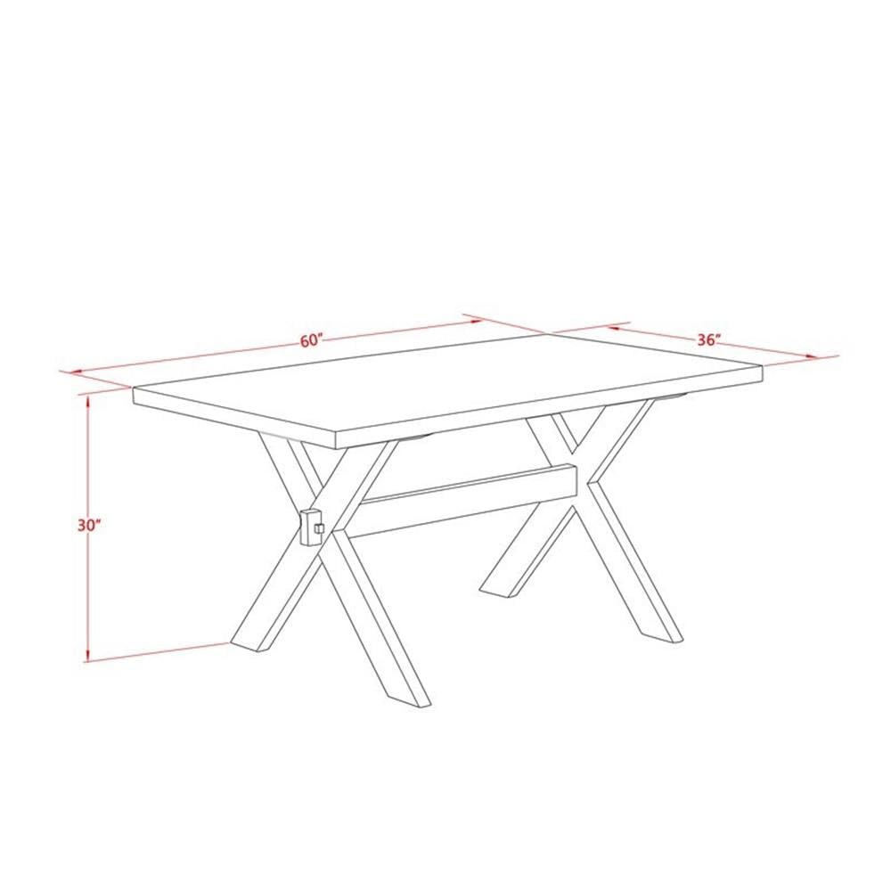 East West Furniture 5-Piece Kitchen Table Set for 4 - 36x60 Inch Rectangle Dining Table with X-Legs & 4 Cream Linen Fabric Chairs - Modern Dining Room Furniture for Small Spaces, Breakfast Nooks & Family Gatherings