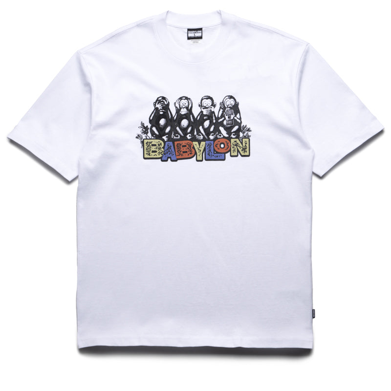 Babylon Monkey Business T-Shirt - Funny Graphic Tee for Men & Women | Soft Cotton White Crewneck Shirt | Perfect for Casual Wear, Gifts & Street Style Fashion
