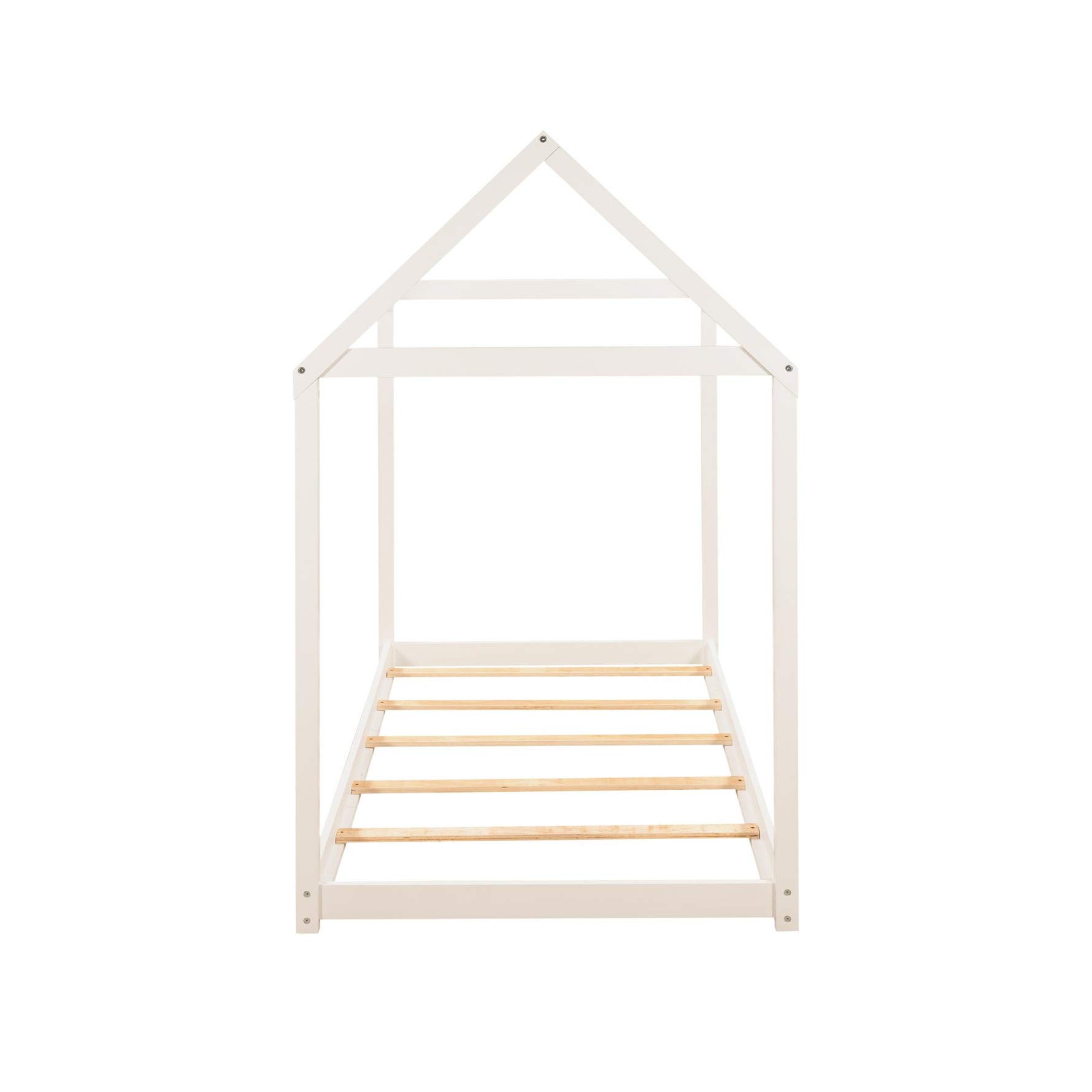 Harper & Bright Designs Solid Wood Twin House Bed for Kids & Toddlers - No Box Spring Needed - White - Perfect for Nursery, Bedroom & Playroom Decor