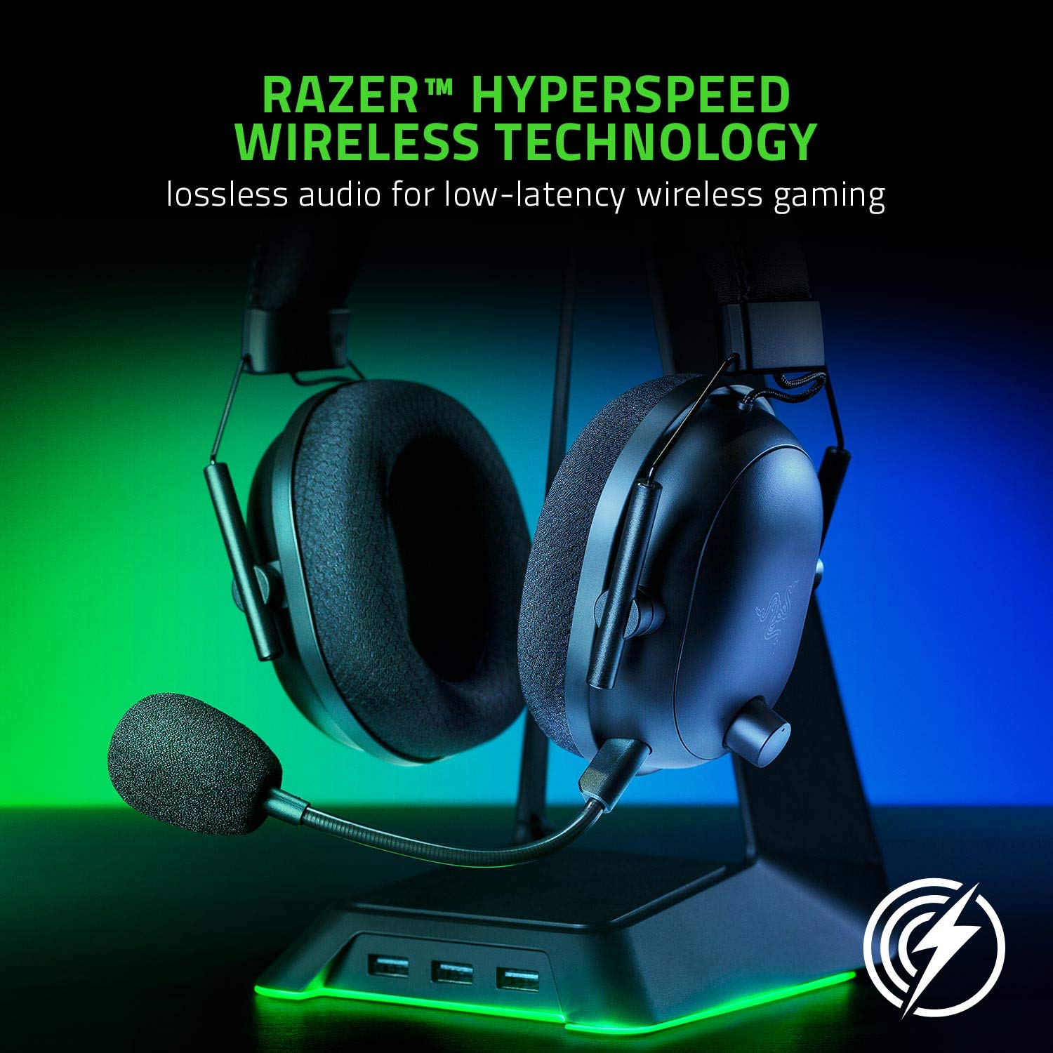 Razer BlackShark V2 Pro Wireless Gaming Headset with THX 7.1 Spatial Audio - 50mm Titanium Drivers - Detachable Noise-Cancelling Mic - Compatible with PC, PS5, PS4, Nintendo Switch - Perfect for Competitive Gaming & Esports (Black)