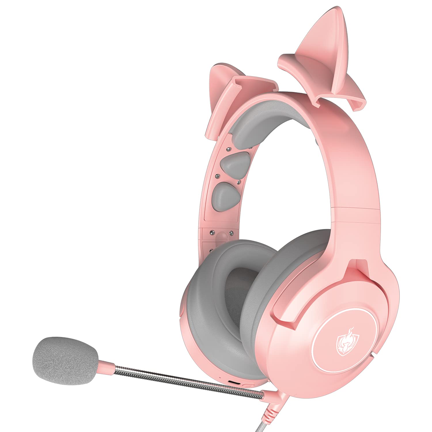 Wireless Cat Ear Gaming Headset with Detachable Mic - Bluetooth & Wired for PS5, PS4, PC, Nintendo Switch, Phone | PHOINIKAS Q9 Over-Ear Kitty Headphones in Pink | Perfect Gift for Girls & Gaming Enthusiasts | Ideal for Streaming, Online Classes & Virtual Meetings
