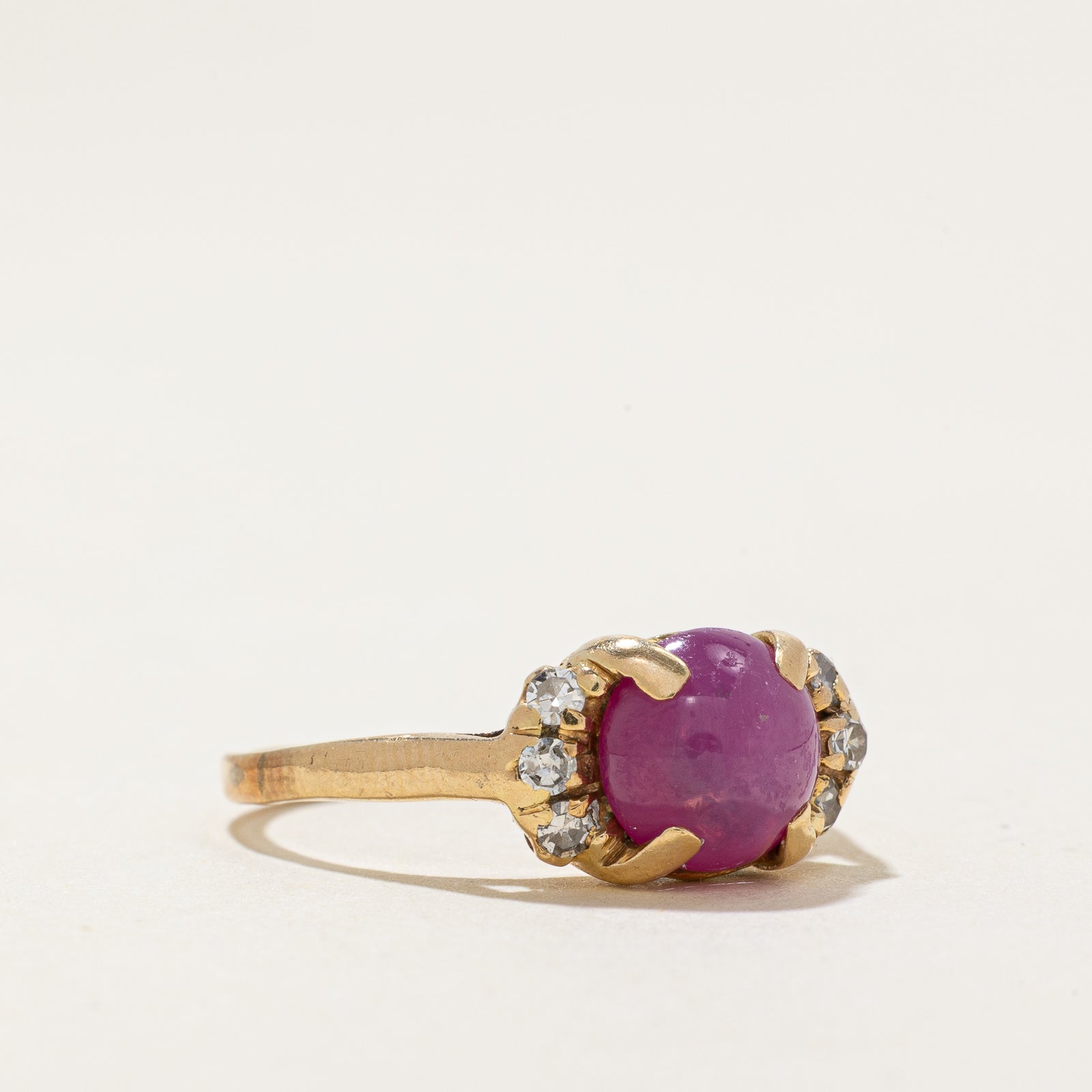 Exquisite 1.80ct Synthetic Star Ruby & 0.10ct Diamond Ring - Size 5.5 | Vintage Inspired Engagement Jewelry for Women | Perfect for Anniversary Gifts & Special Occasions