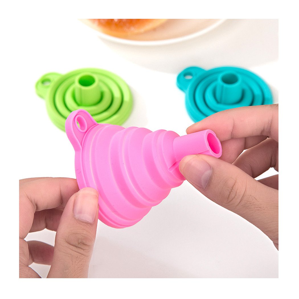 Food Grade Silicone Collapsible Funnel Set of 6 - Small Foldable Kitchen Funnel for Liquid & Powder Transfer - Perfect for Cooking, Baking, Camping & DIY Projects