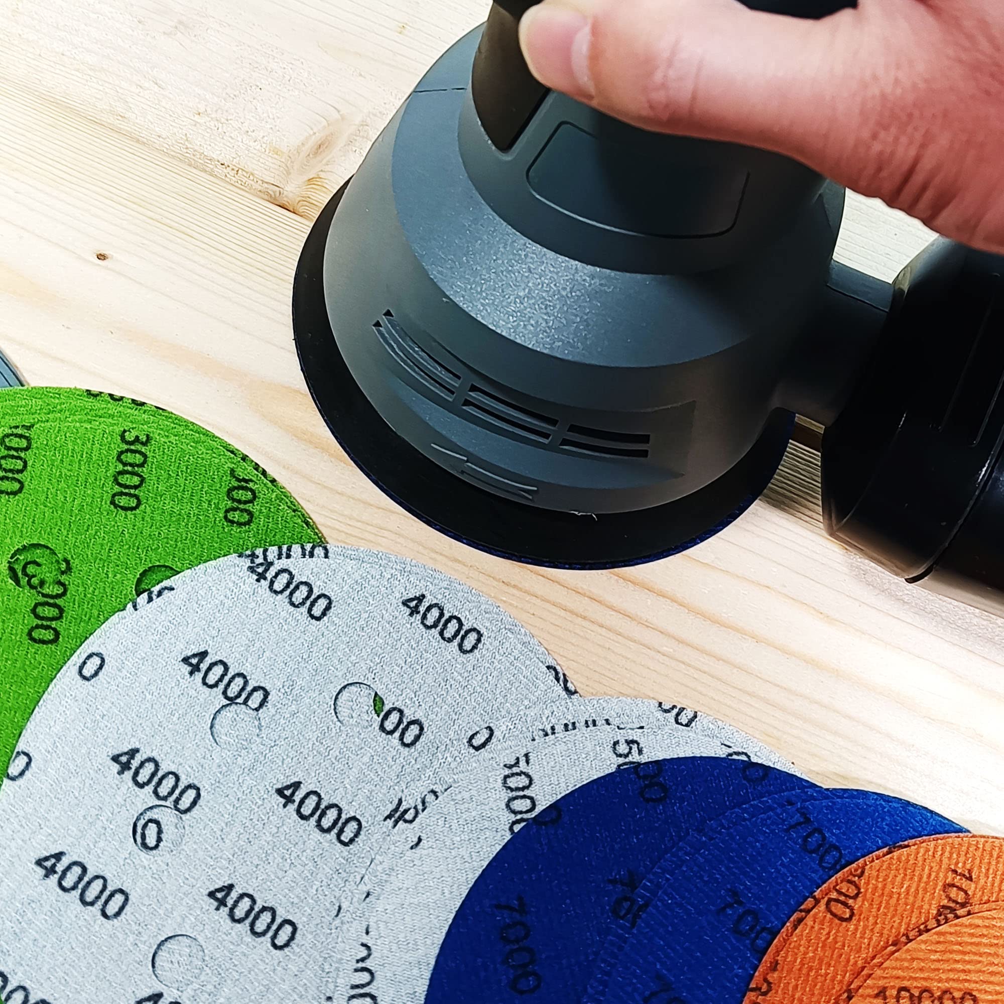 24 PCS 5 Inch 8 Hole Sanding Discs 400-10000 Grit Assortment for Random Orbital Sander - 400/1000/2000/3000/4000/5000/7000/10000 Grit Sandpaper Pads - Perfect for Woodworking, Auto Body Repair & Metal Polishing