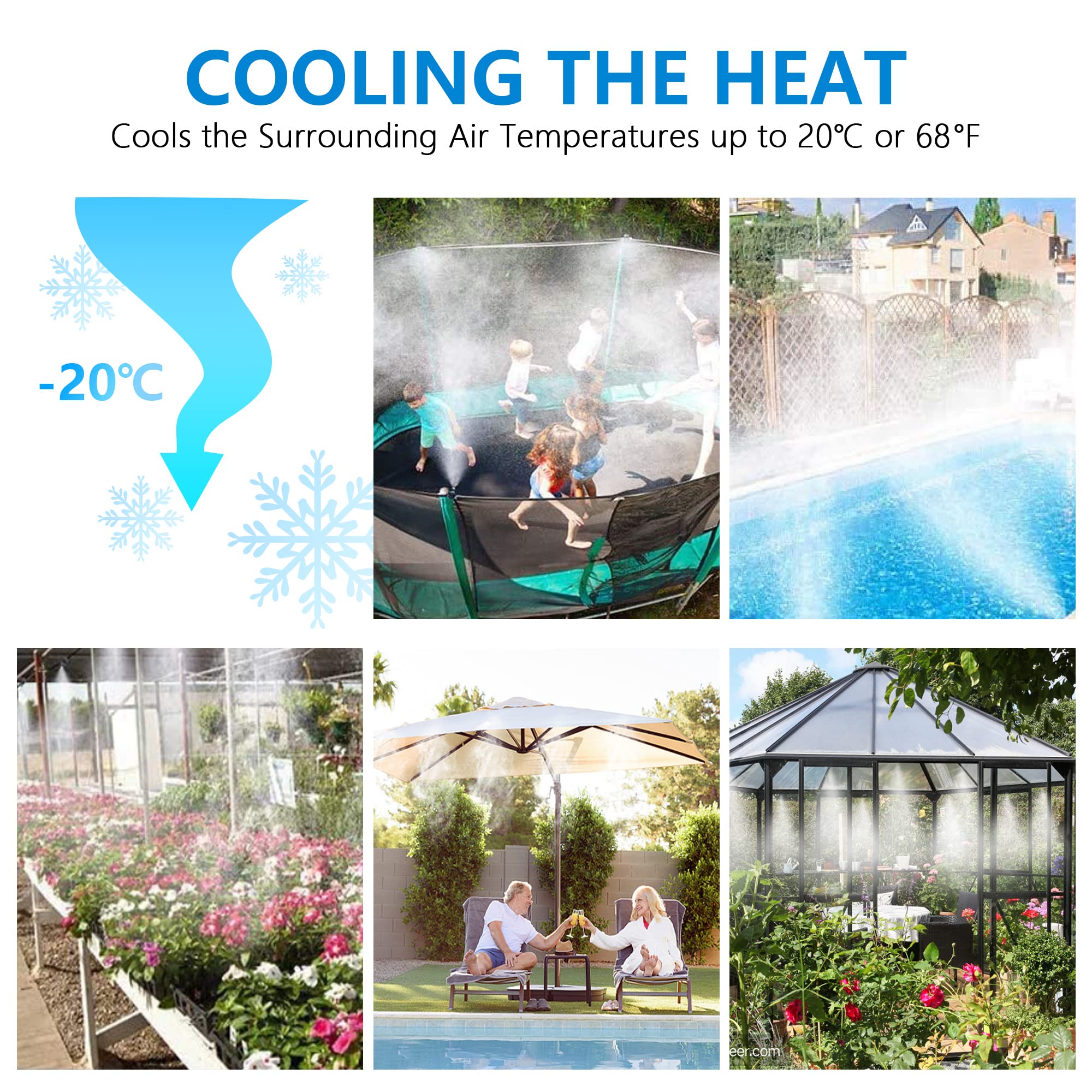 POCKET PANDA Outdoor Misting System with Hose Timer - 50Ft Cooling Water Mist Hose for Patio, Garden & Yard - Programmable Watering for Hot Weather (Black/White) | Perfect for Summer BBQs, Poolside Relaxation & Outdoor Dining