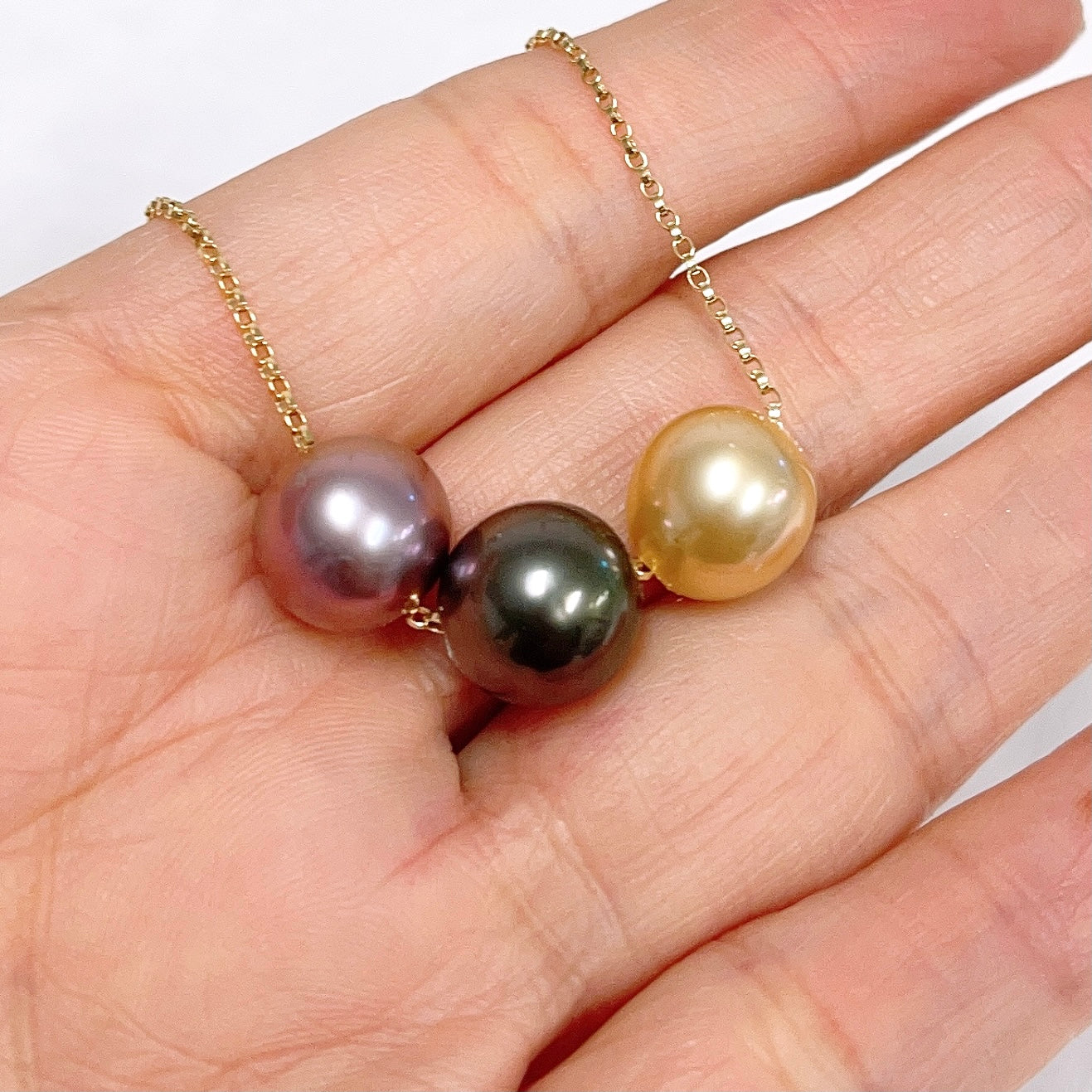 KRISTI Gold South Sea & Tahitian Pearl Necklace (N402) - Elegant Jewelry for Weddings, Parties & Special Occasions