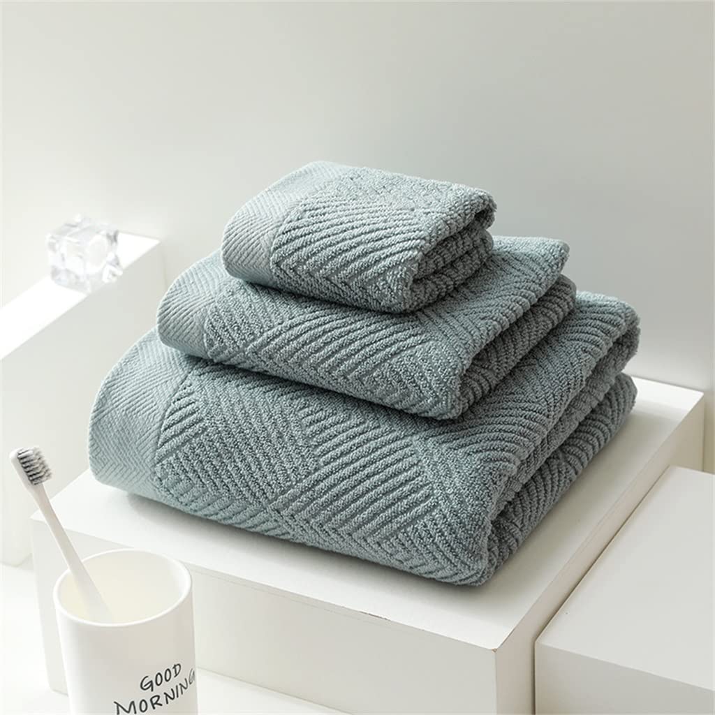 Premium Cotton Bath Towel Set - Soft Absorbent Large Bath Towel, Hand Towel & Face Towel for Hotel & Home Use (Green, 4-Piece Set) - Perfect for Spa, Bathroom & Guest Room Luxury