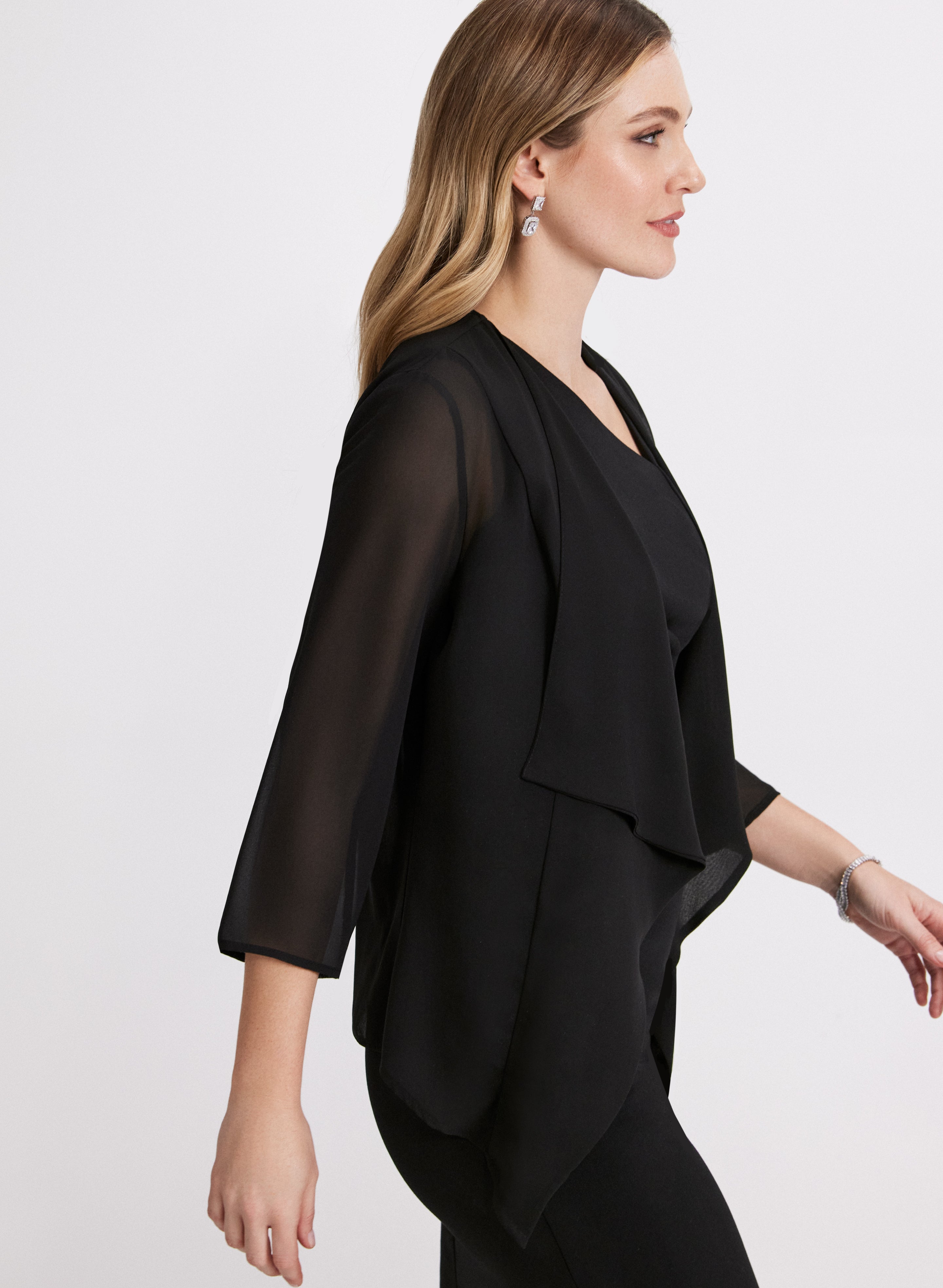 Black Chiffon Bolero Shrug - Elegant Laura 3010109 0139 010 for Evening Parties & Weddings