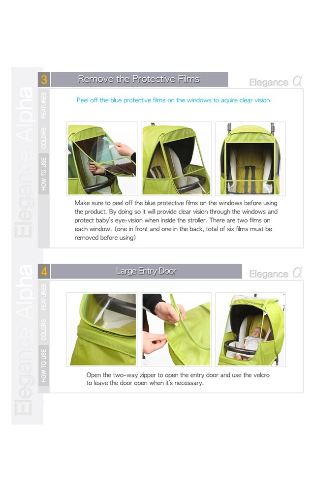 Manito Elegance Alpha Stroller Weather Shield Rain Cover - Green | Waterproof Stroller Protector for Baby Carriage | Perfect for Rainy Days, Snow & Wind Protection