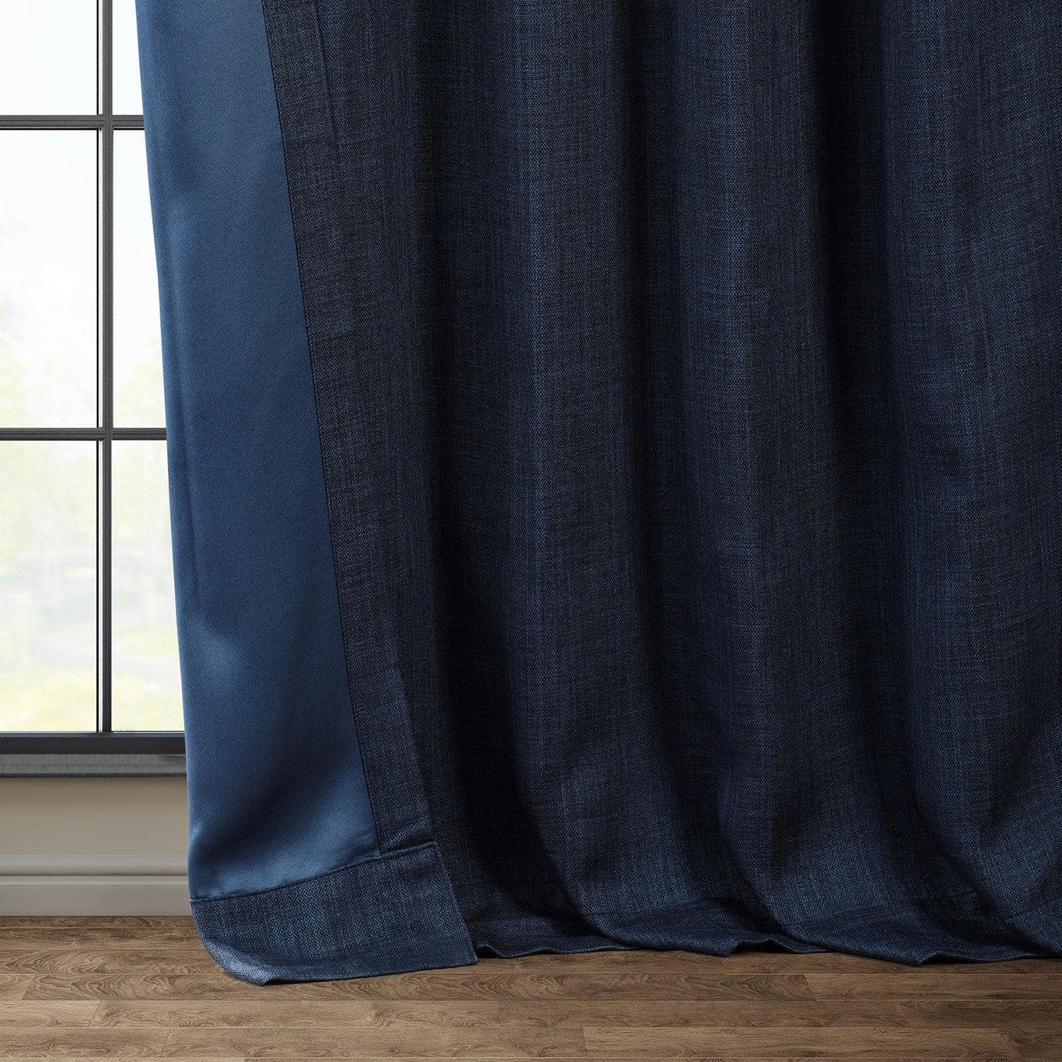 Nightfall Navy Textured Faux Linen Blackout Curtains for Bedroom - Thermal Insulated Window Drapes for Better Sleep & Energy Savings