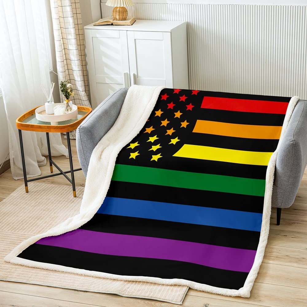 American Flag Throw Blanket - Watercolor Stripe Stars Print Fleece Blanket for Kids, Boys & Girls - Cozy Fuzzy Bed Blanket for Room Decor - USA Flag Design - Baby Size 30 x 40 Inches - Perfect for Nursery, Bedroom, Picnics & Outdoor Adventures