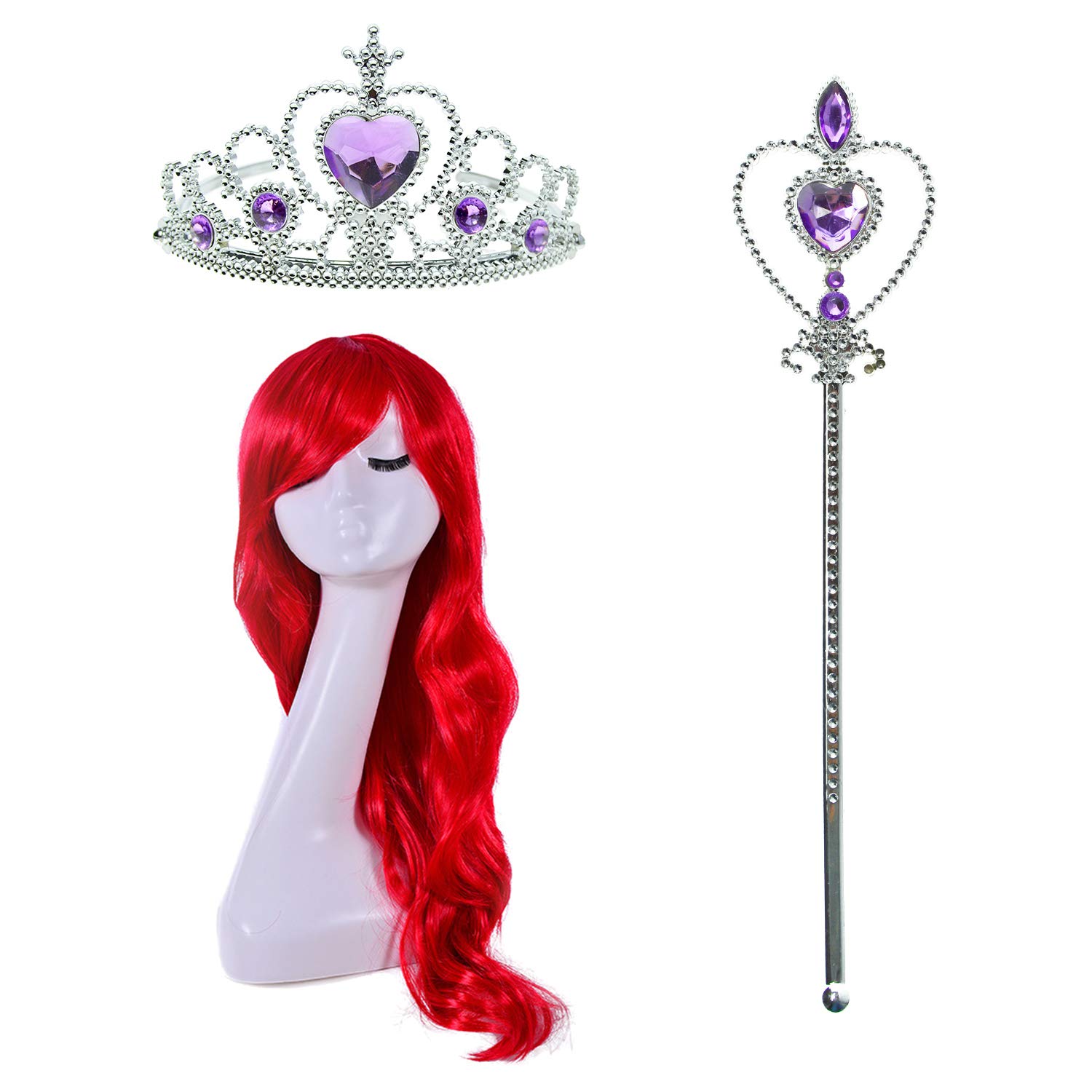 JoyJoin Little Girls Princess Mermaid Costume Set with Wig & Crown - Sparkly Green Dress Up Party Outfit for Halloween, Birthday Parties & Pretend Play