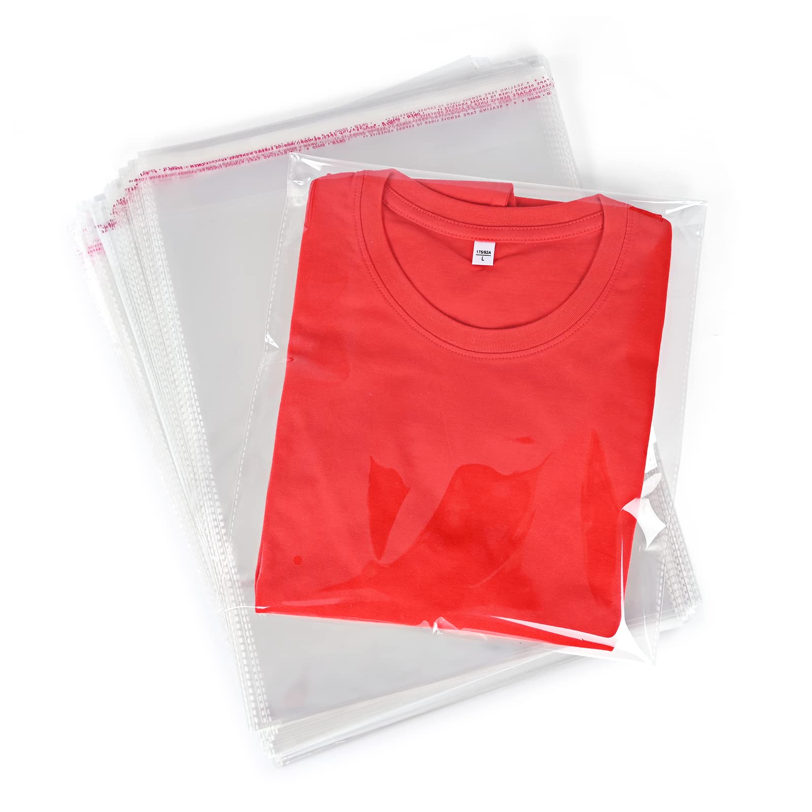 BoxLegend 11x14 Inches Clear Poly Shirt Bags - 200 Count Self-Sealing Clothing Packaging Bags for T-Shirts | Perfect for Small Business, Retail Stores & Online Clothing Sales