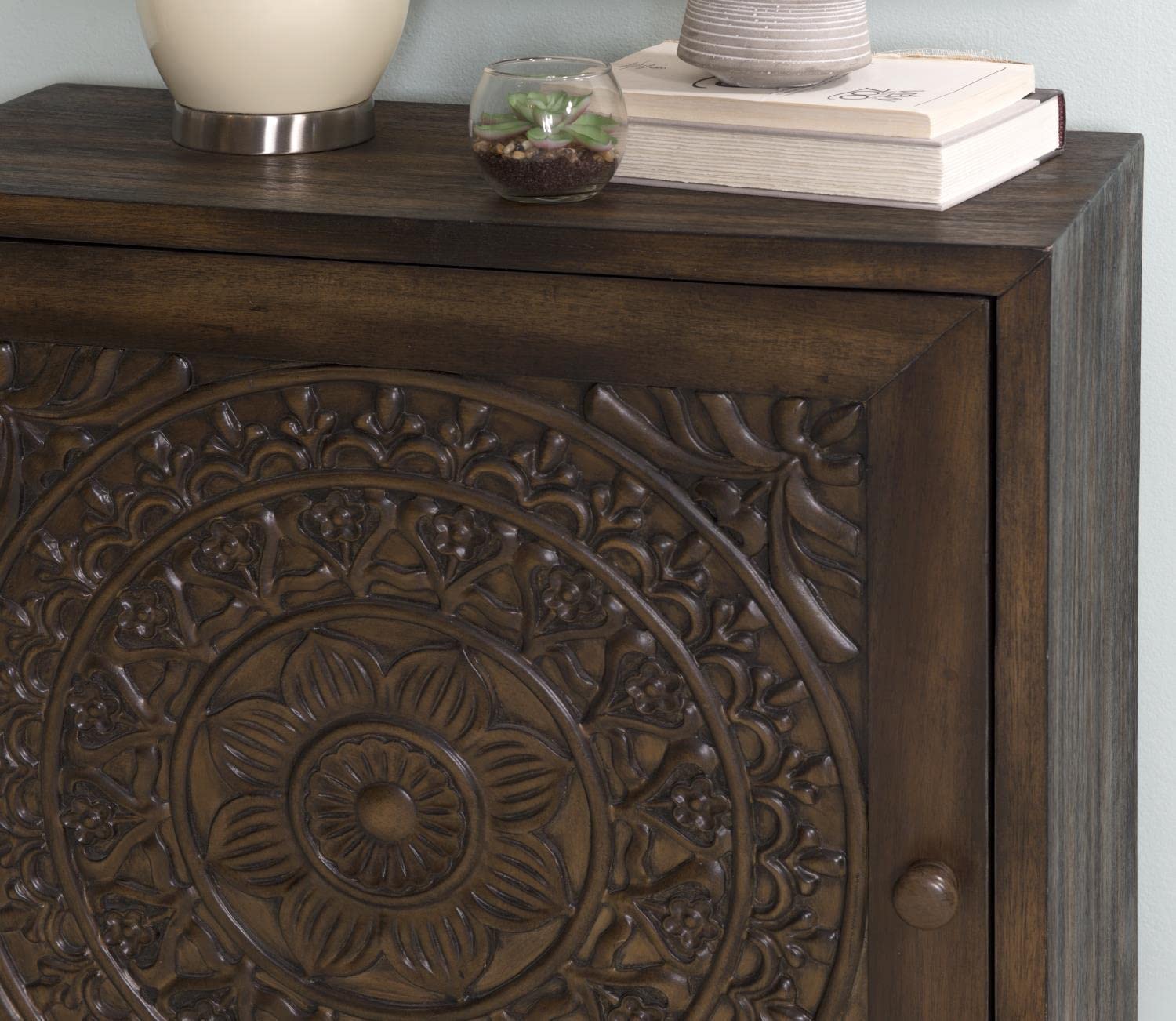 Powell Furniture Grace Accent Cabinet - Dark Brown Wood Side Table for Living Room, Bedroom & Entryway Storage