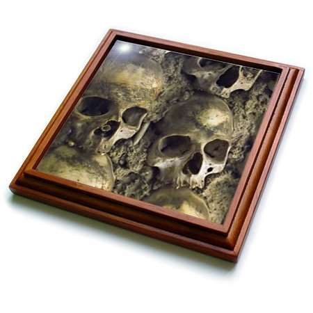 3D Rose Skulls Chapel of Bones Evora Portugal Ceramic Tile Trivet - 8