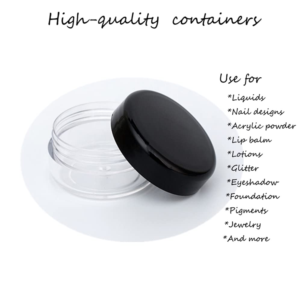 ZEJIA 10 Gram Empty Cosmetic Sample Jars with Lids - 20 Pack Refillable Small Plastic Containers for Makeup, Skincare, Travel & DIY Beauty Products (Black)