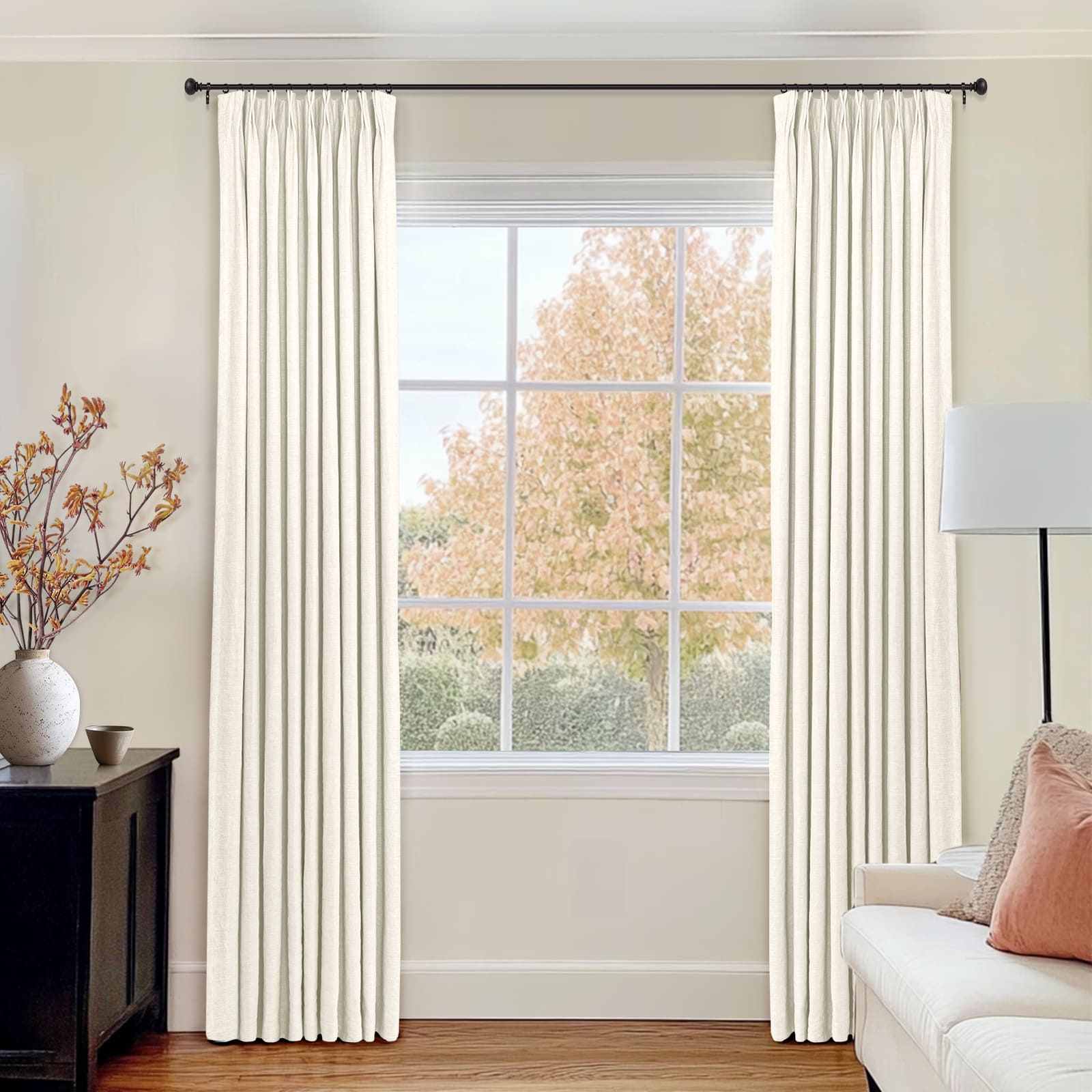 Luma 100% Linen Blackout Curtains - Light Blue Pleated Drapes for Bedroom & Living Room | Custom Size Natural Linen Window Treatments for Home Decor