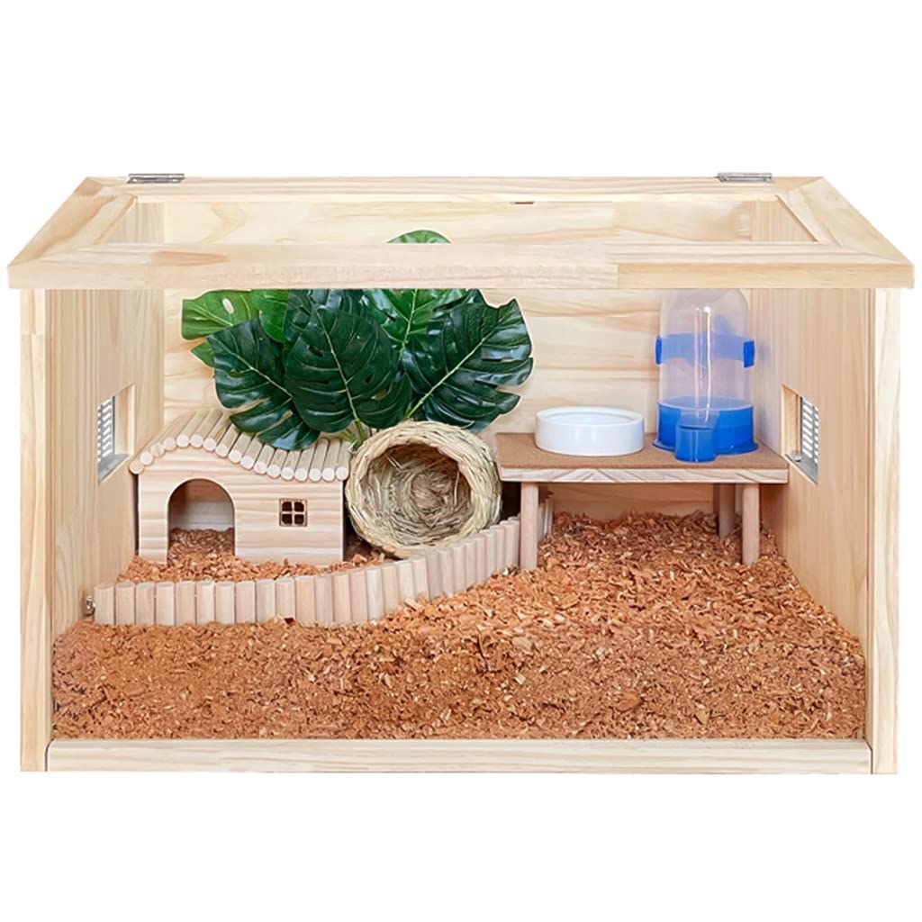 Premium Wooden Reptile & Hamster Cage - Large Viewing Window Small Animal Habitat Hutch for Lizards, Snakes & Rodents - Perfect for Home, Classroom & Pet Store Observation